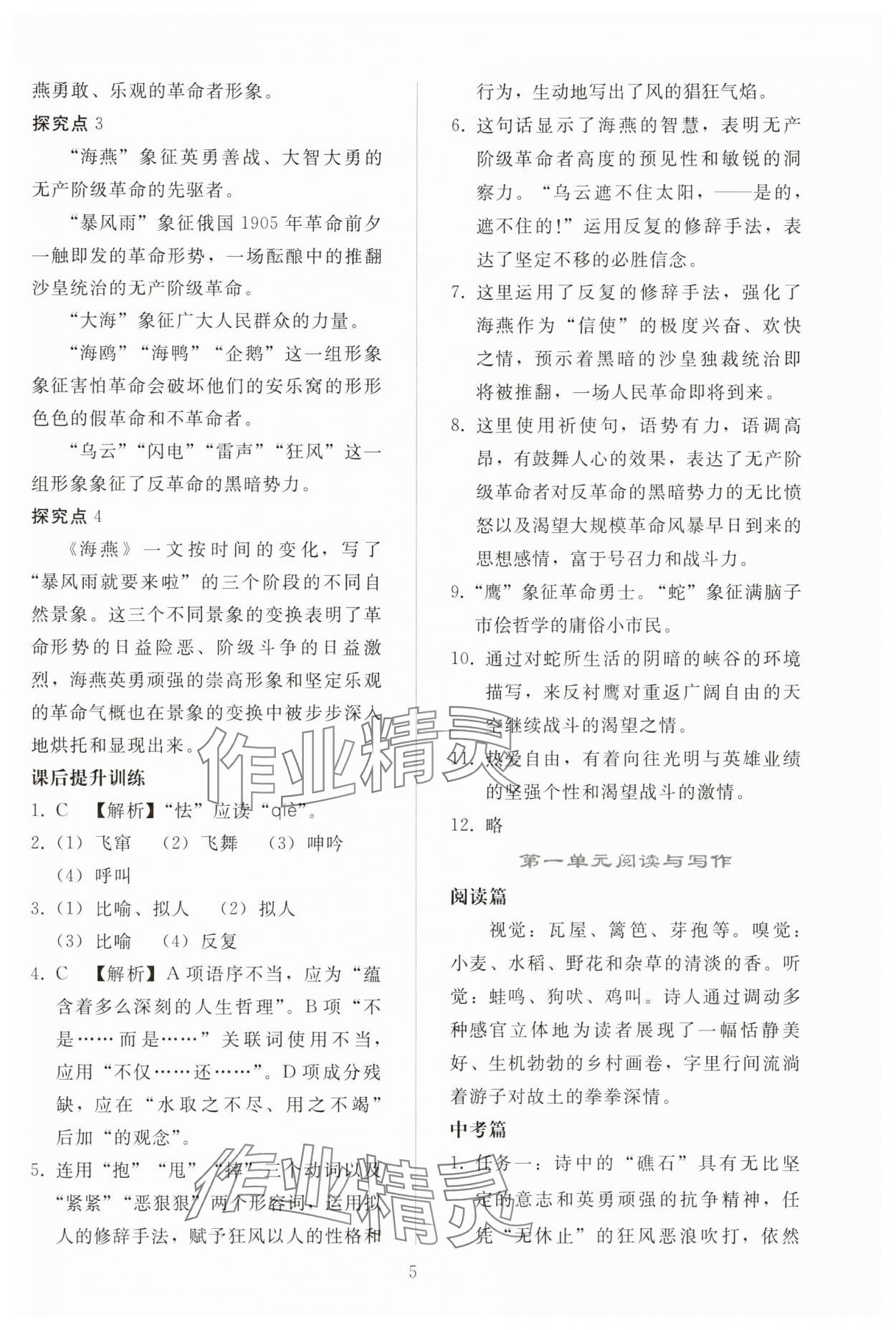 2025年同步輕松練習(xí)九年級(jí)語文下冊(cè)人教版貴州&nbsp;參考答案第4頁