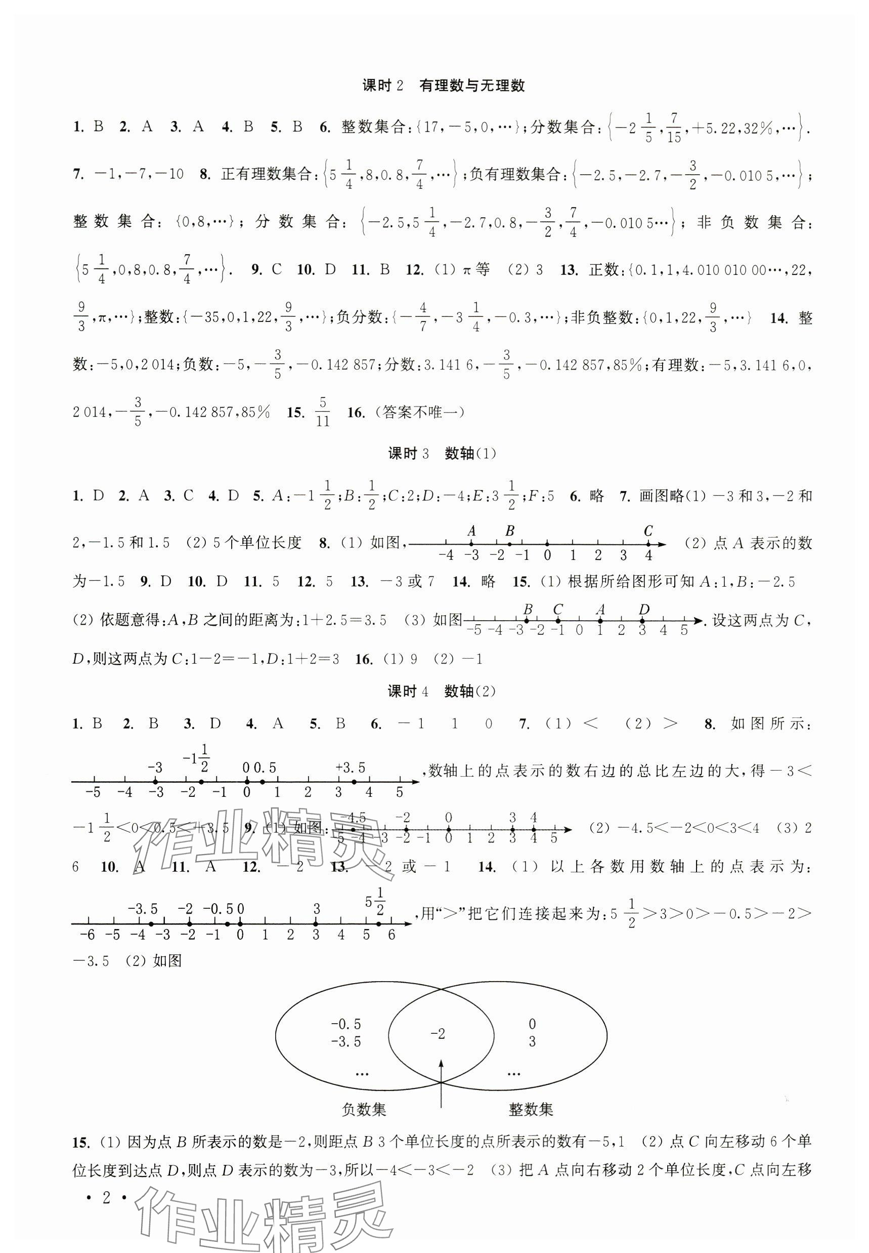 2023年高效精練七年級(jí)數(shù)學(xué)上冊(cè)蘇科版 參考答案第2頁(yè)