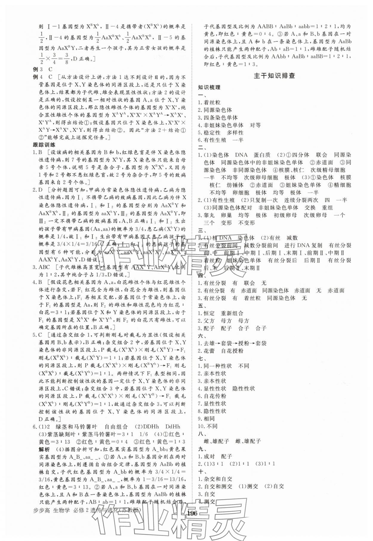 2025年步步高學(xué)習(xí)筆記高中生物必修2蘇教版 參考答案第7頁