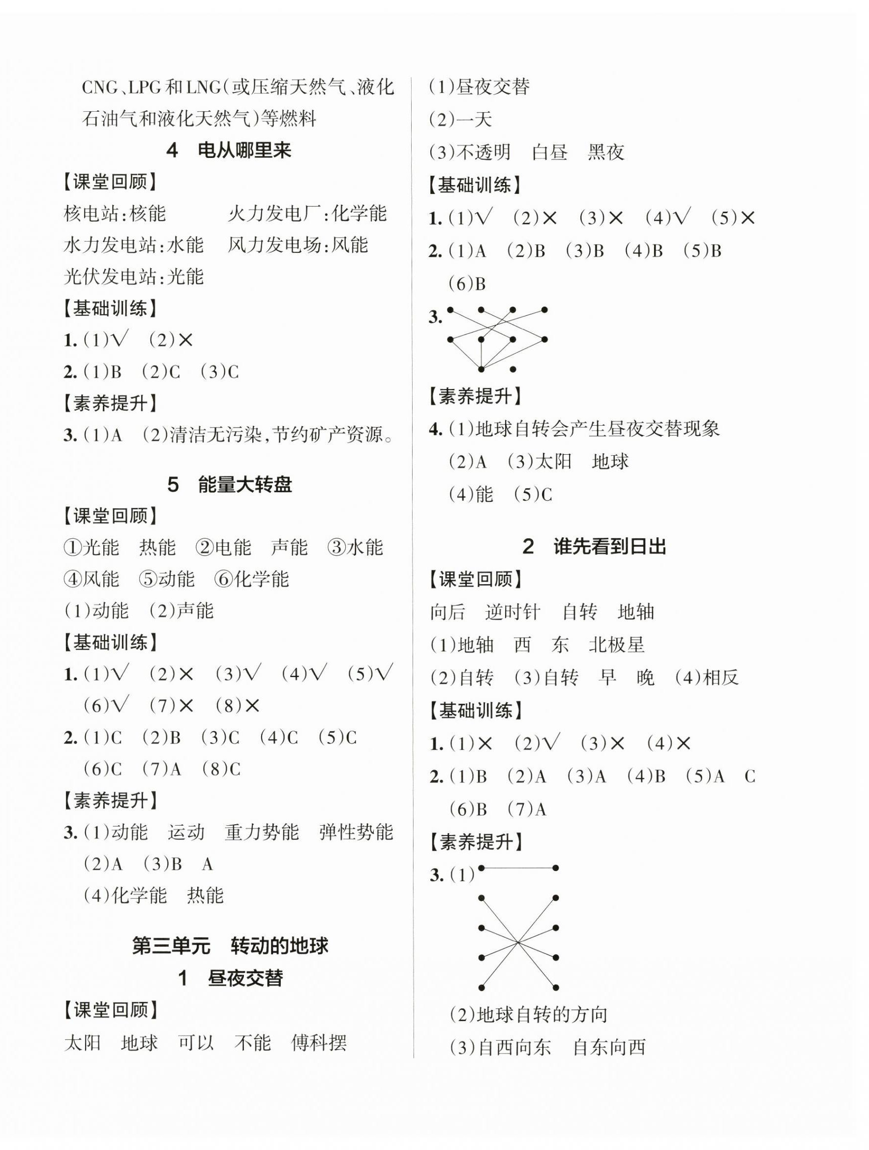 2025年小學(xué)學(xué)霸作業(yè)本五年級科學(xué)下冊大象版 參考答案第4頁