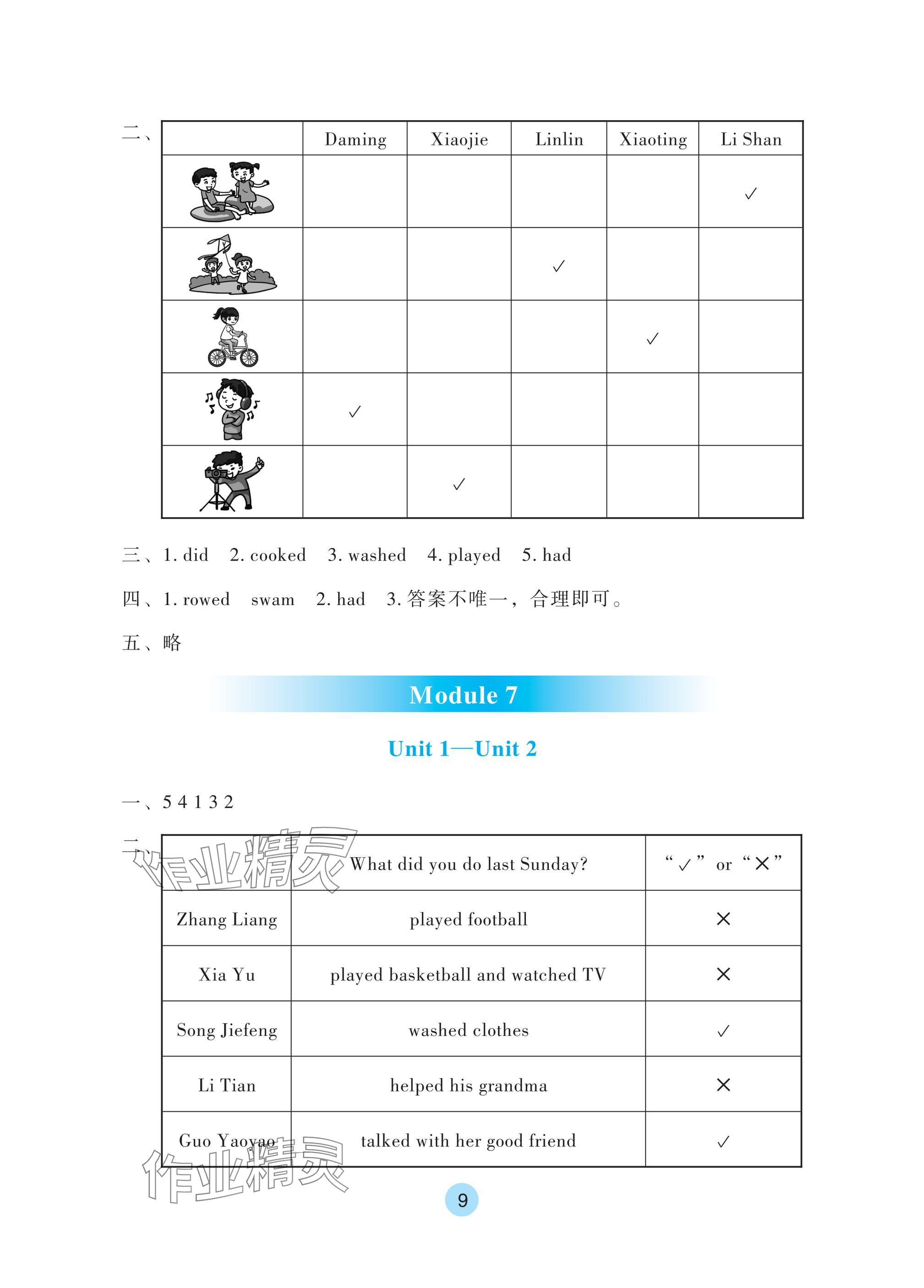 2025年學(xué)生基礎(chǔ)性作業(yè)四年級(jí)英語(yǔ)下冊(cè)外研版 參考答案第9頁(yè)