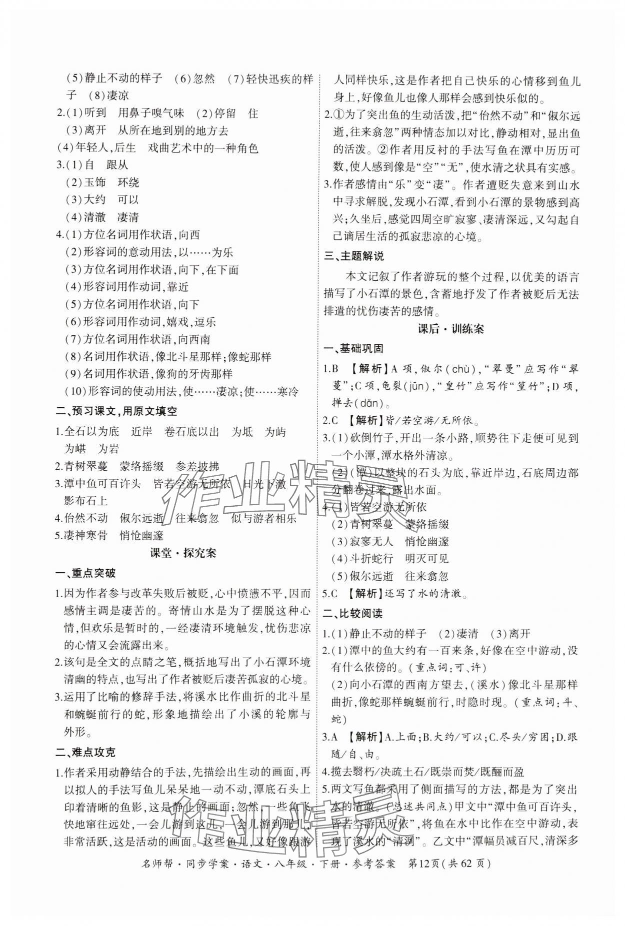 2025年名師幫同步學(xué)案八年級語文下冊人教版 第12頁