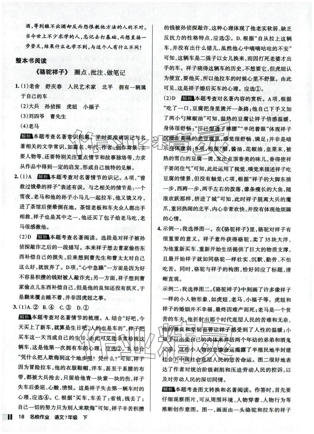 2025年名校作業(yè)語文下冊人教版 參考答案第18頁