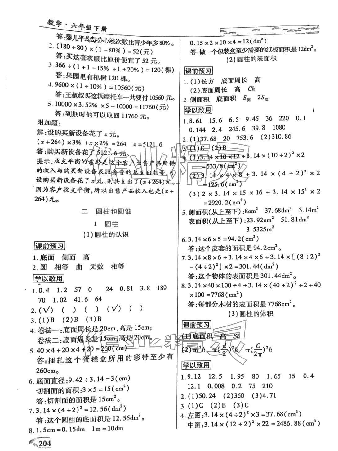 2024年世紀(jì)英才英才教程六年級(jí)數(shù)學(xué)下冊(cè)西師大版 第3頁