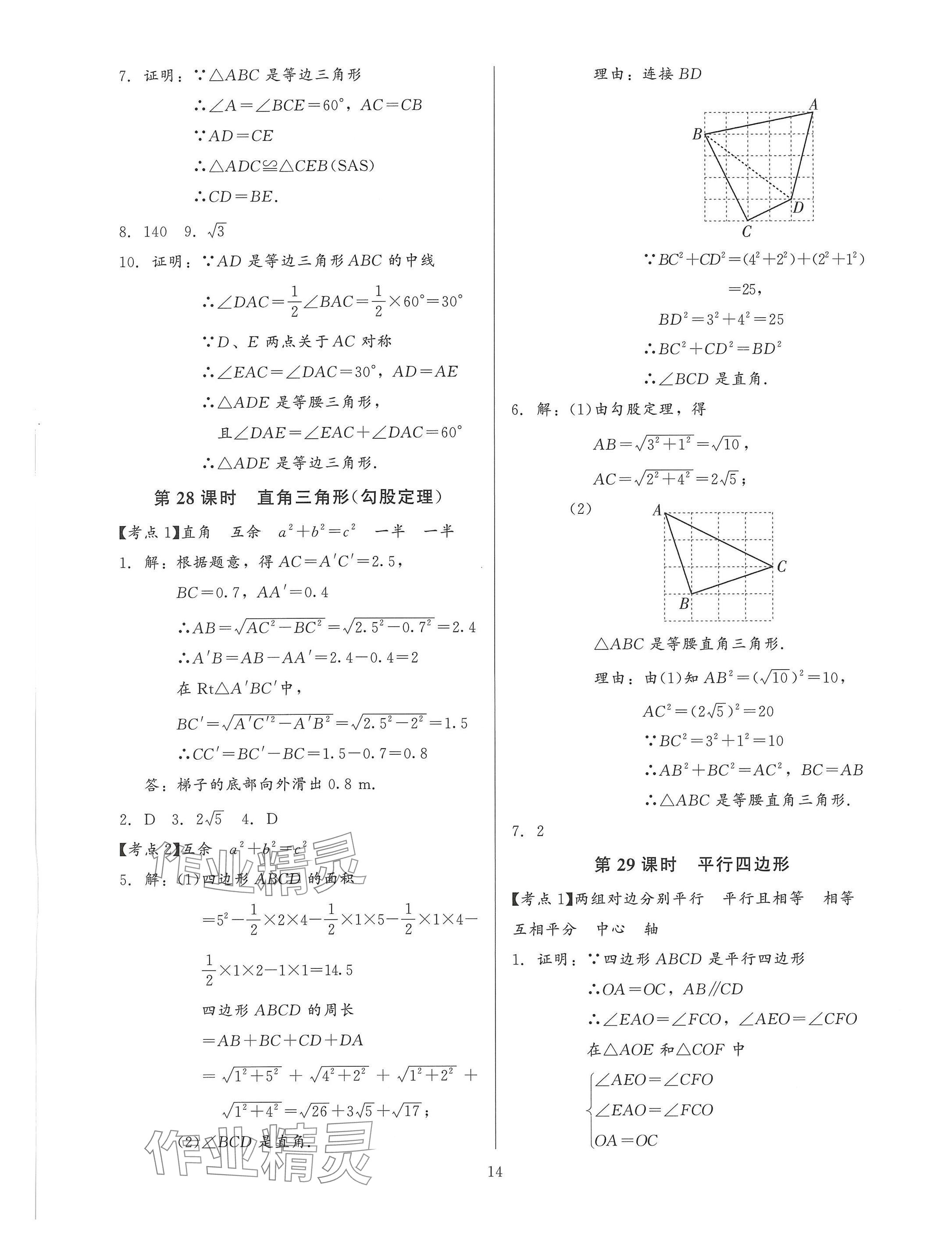 2025年連接中考安徽師范大學出版社數學福建專版 參考答案第14頁