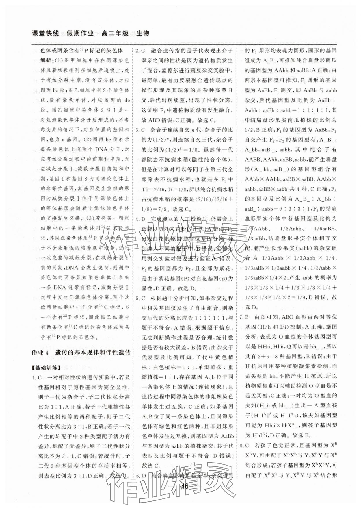 2025年课堂快线假期作业高二生物课标版&nbsp;第6页