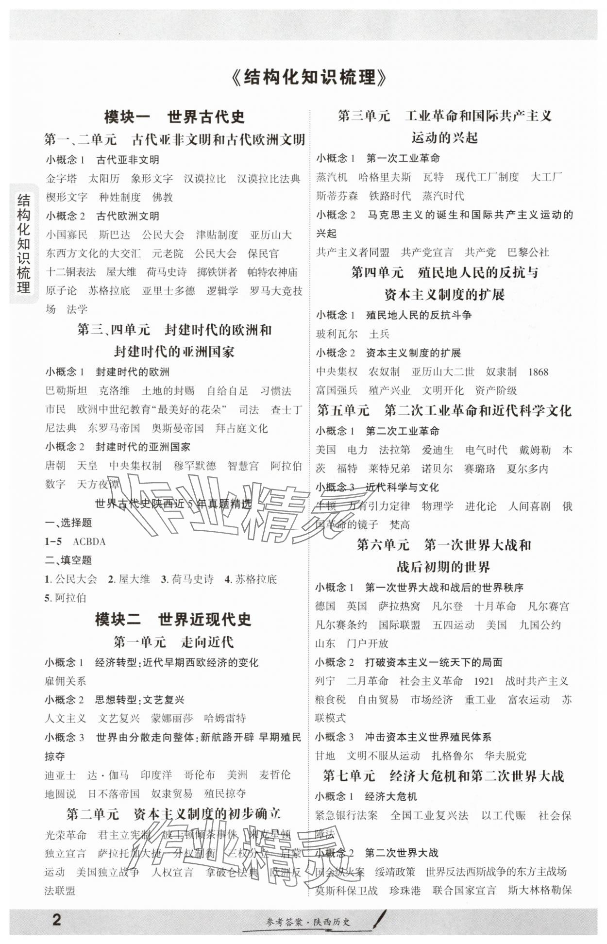 2025年一戰(zhàn)成名新中考?xì)v史陜西專版 參考答案第1頁(yè)