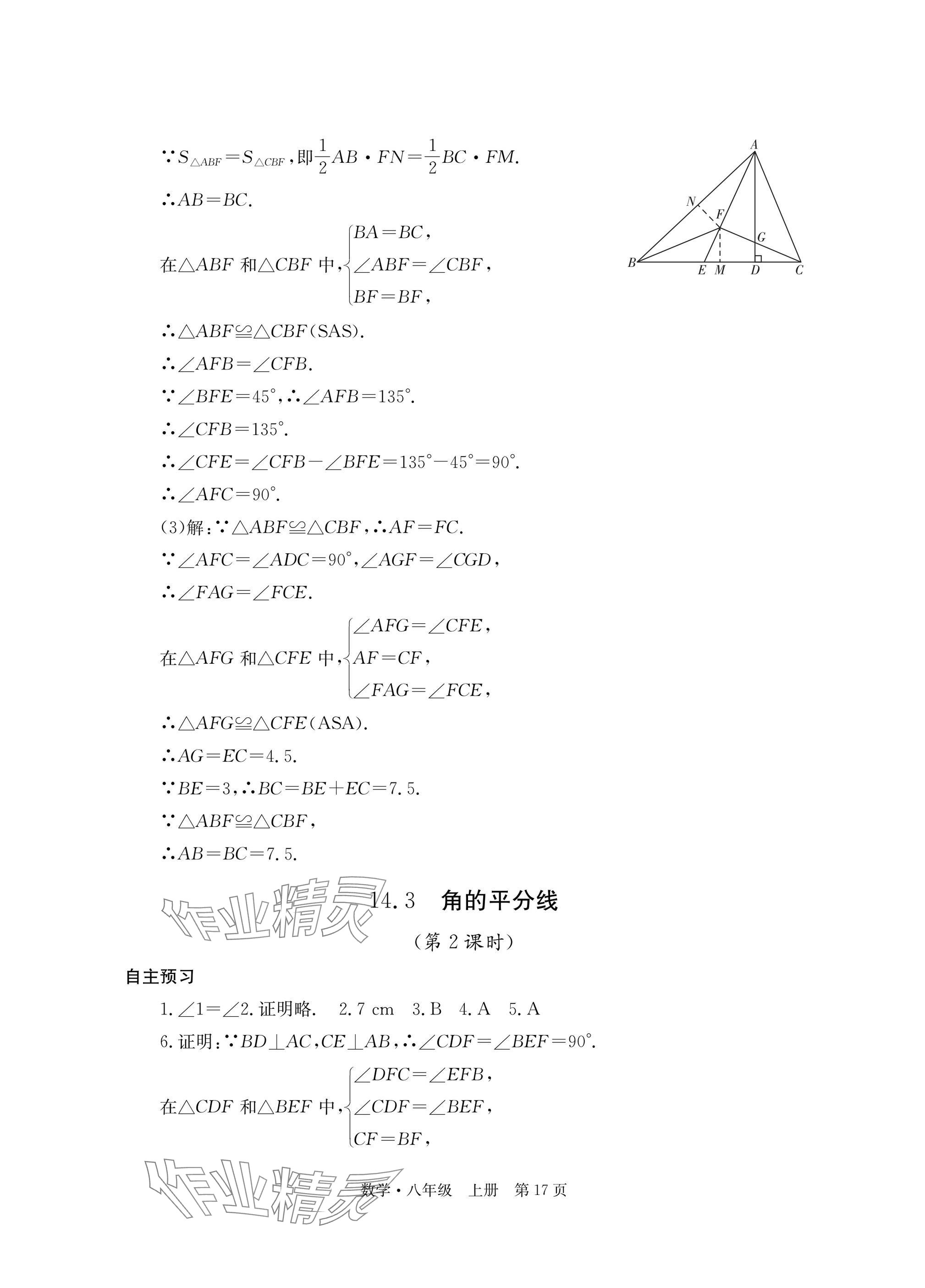 2025年自主学习指导课程与测试八年级数学上册人教版 参考答案第17页