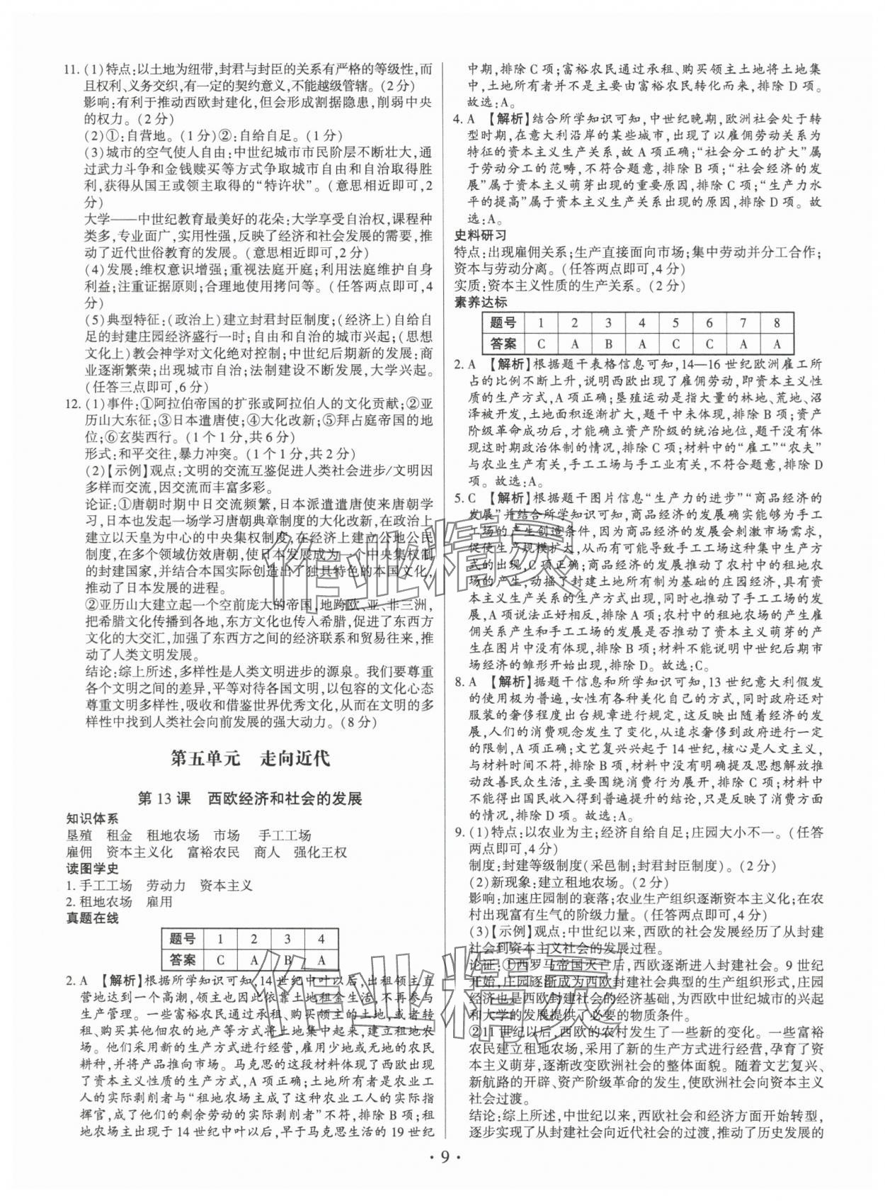 2025年考點跟蹤同步訓(xùn)練九年級歷史全一冊人教版深圳專版 第9頁