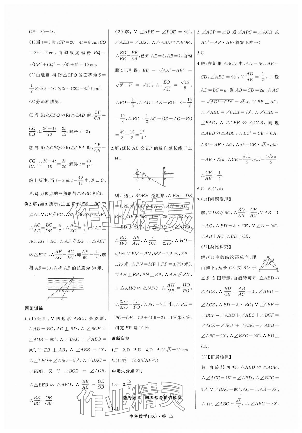 2024年名師面對面中考滿分特訓(xùn)方案數(shù)學(xué)江西專版 參考答案第15頁