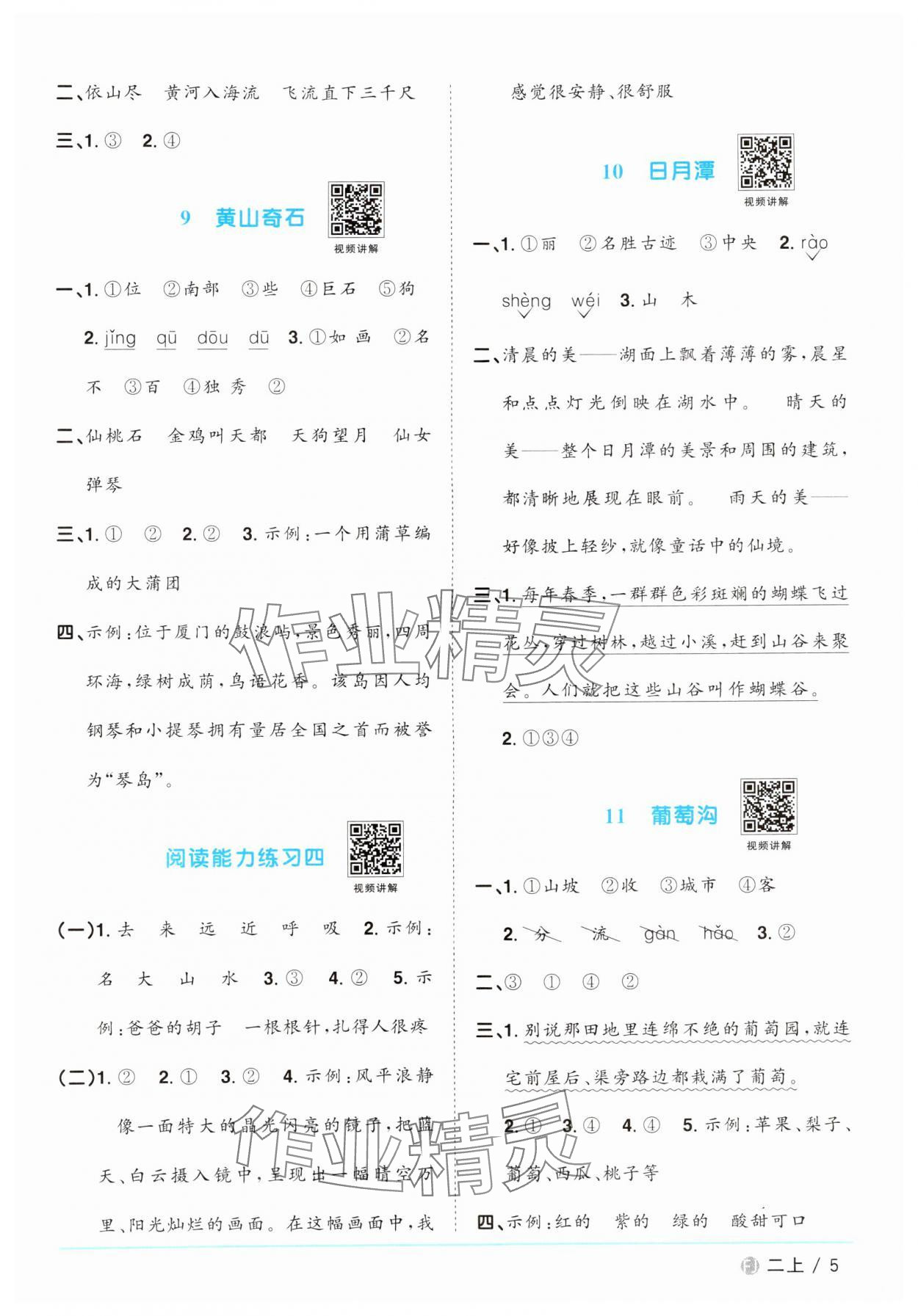 2024年陽(yáng)光同學(xué)課時(shí)優(yōu)化作業(yè)二年級(jí)語(yǔ)文上冊(cè)人教版福建專版 參考答案第5頁(yè)