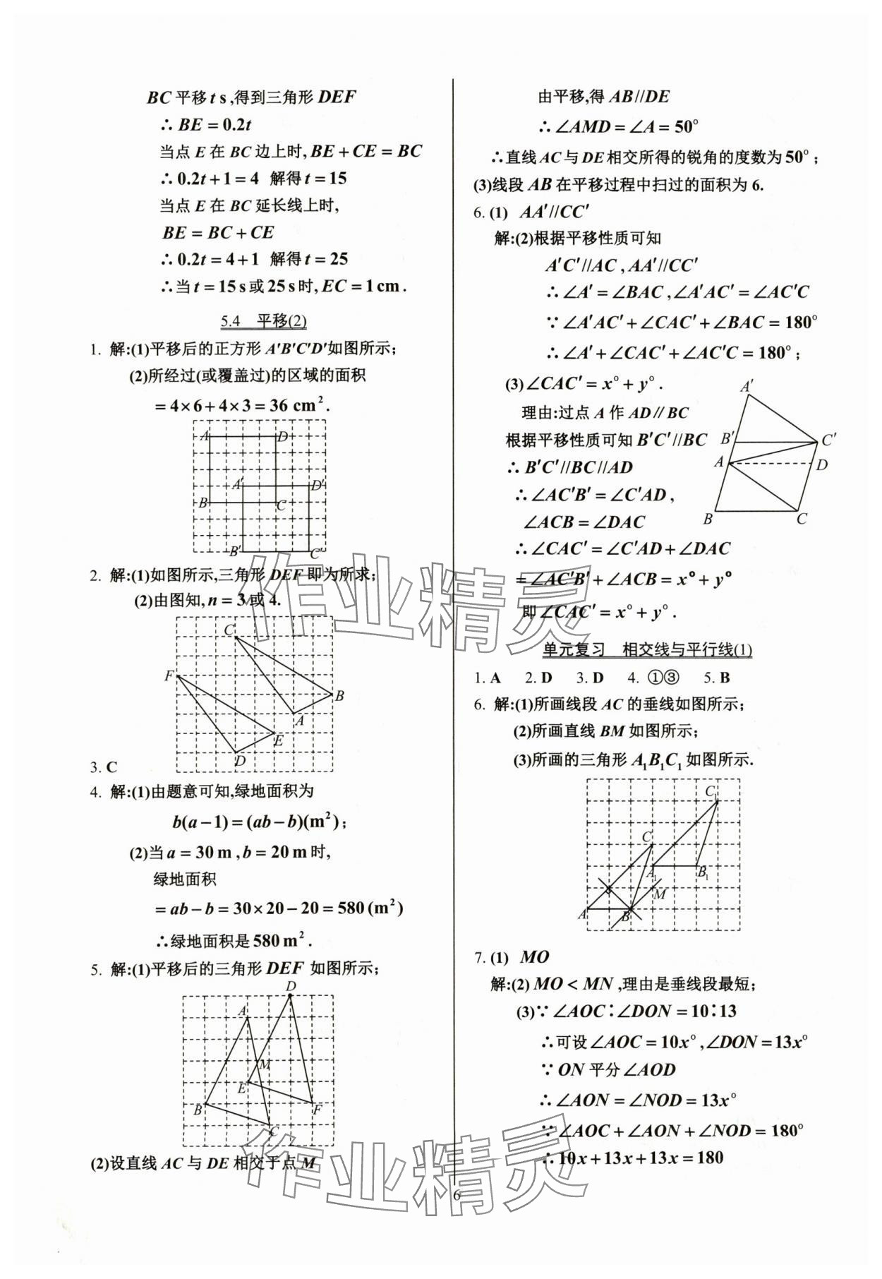 2024年活頁練習(xí)七年級數(shù)學(xué)下冊人教版 參考答案第6頁