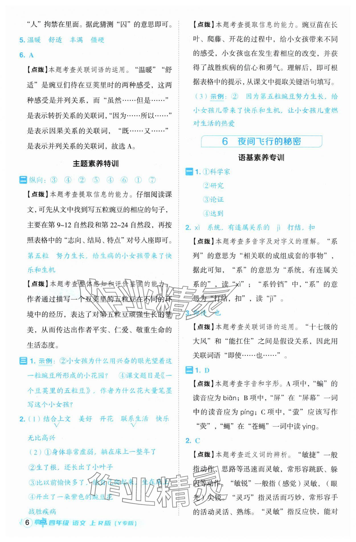 2024年綜合應用創(chuàng)新題典中點四年級語文上冊人教版（Y專版）寧夏專版 參考答案第6頁