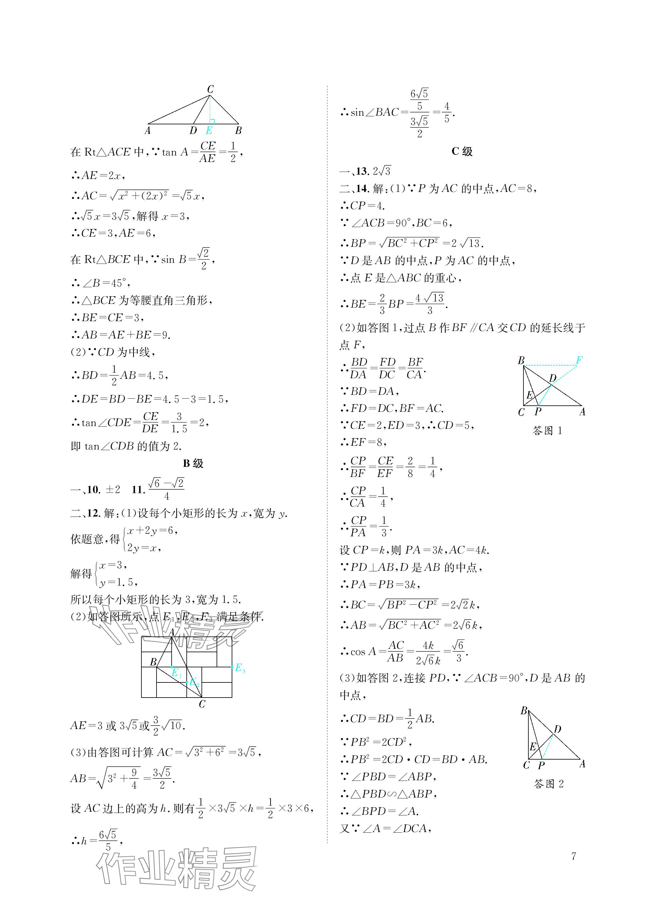 2024年第一學堂九年級數(shù)學下冊北師大版 參考答案第7頁