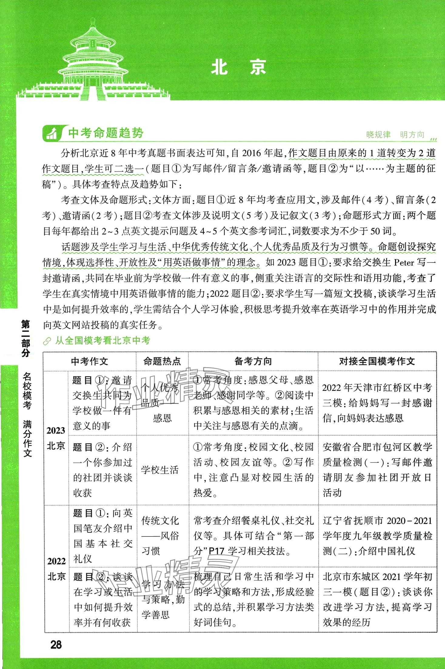 2024年万唯中考名校模考英语满分作文英语中考&nbsp;第28页