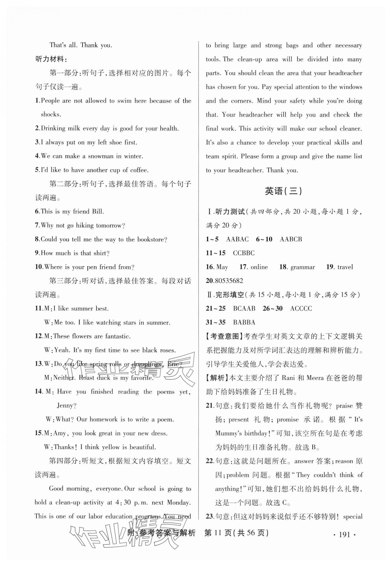 2025年青海省中考模拟试卷英语 第11页