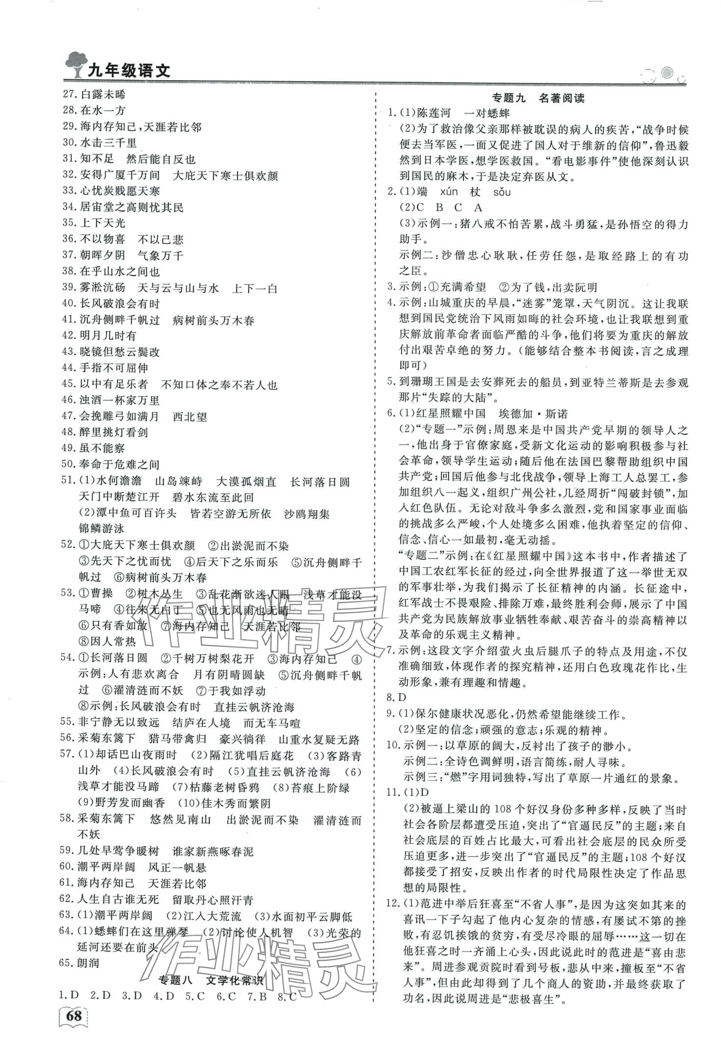 2024年智慧學(xué)習(xí)假期自主學(xué)習(xí)九年級(jí)語(yǔ)文 第2頁(yè)