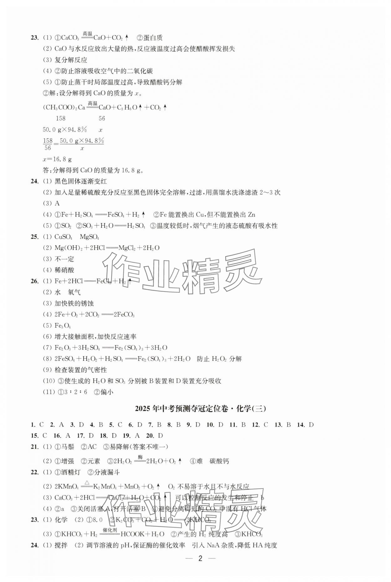 2025年中考预测夺冠定位卷化学江苏专版 第2页