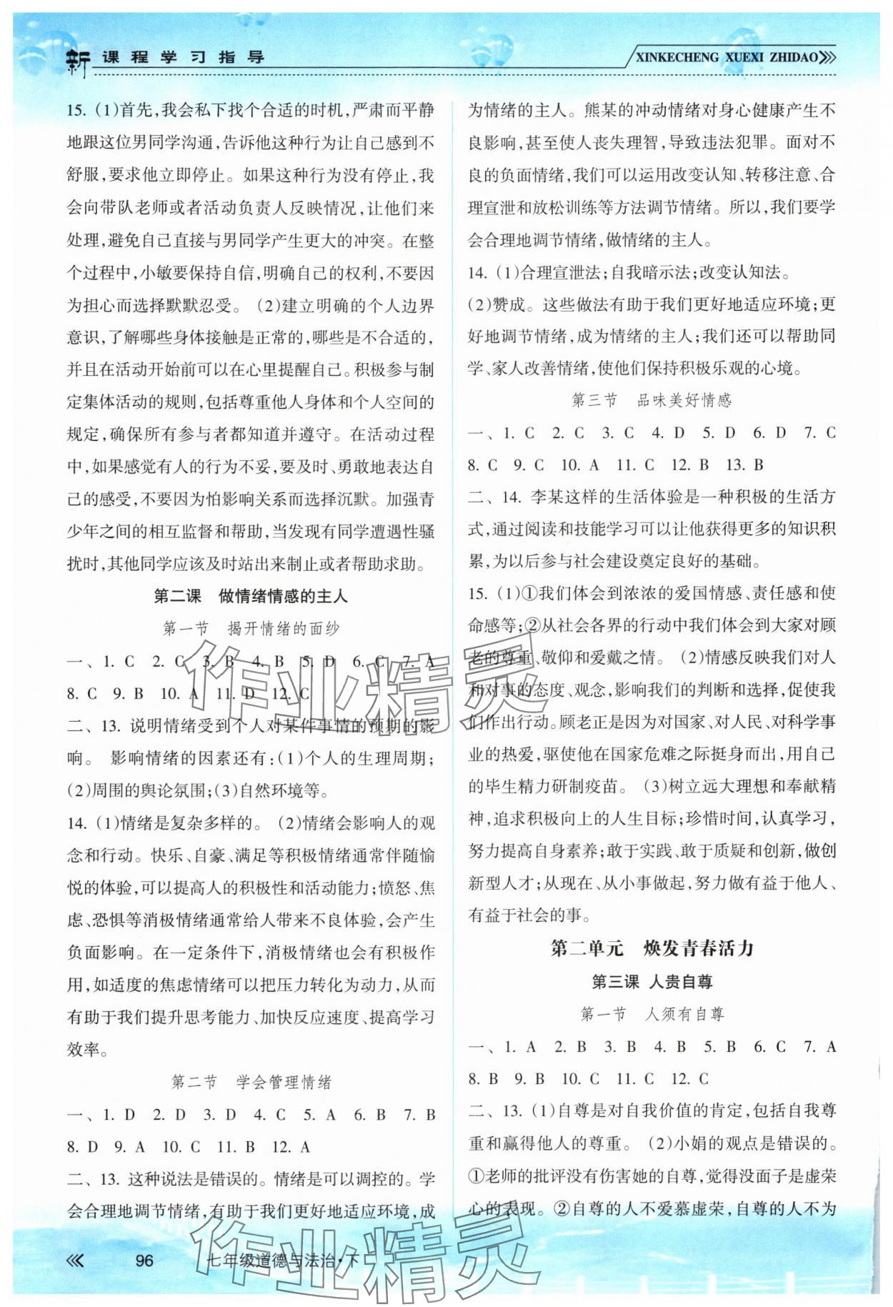 2025年新课程学习指导南方出版社七年级道德与法治下册人教版 第2页