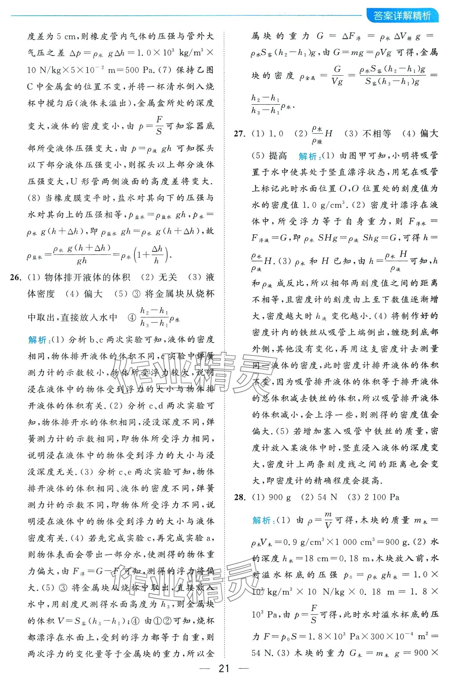 2024年亮點(diǎn)給力全優(yōu)卷霸八年級(jí)物理下冊(cè)蘇科版 第21頁