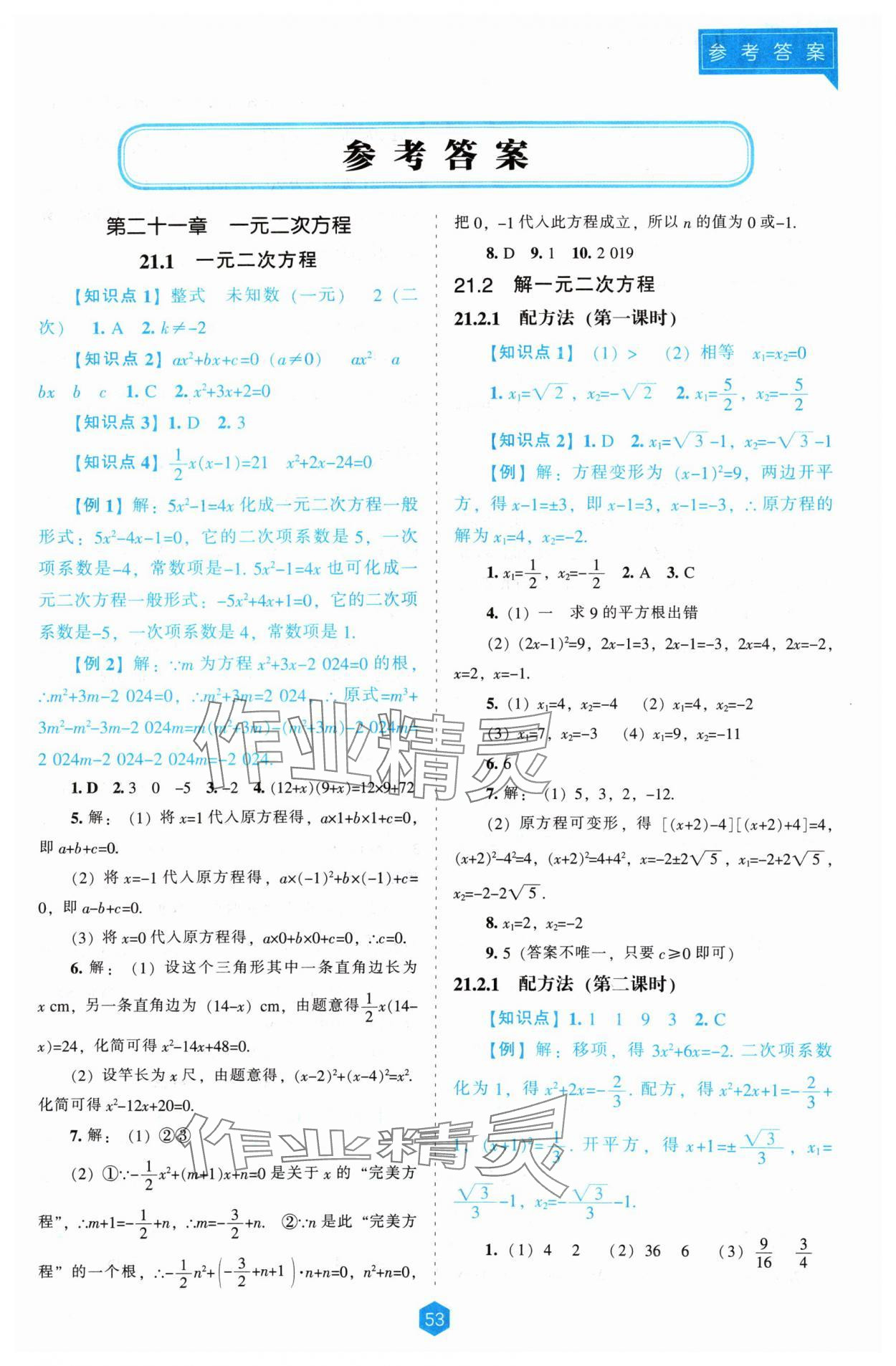 2024年新課程能力培養(yǎng)九年級(jí)數(shù)學(xué)上冊(cè)人教版 第1頁(yè)