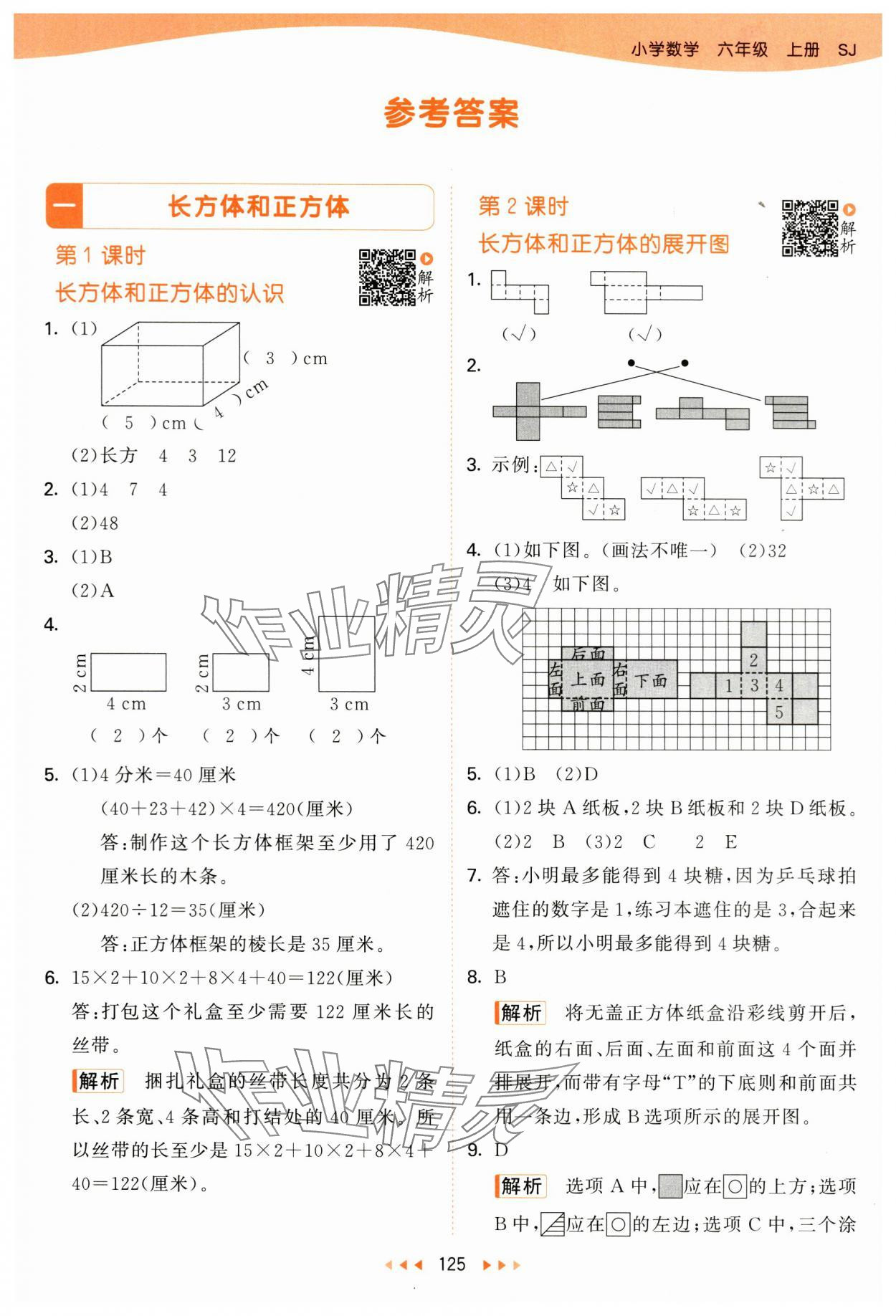 2024年53天天练六年级数学上册苏教版 参考答案第1页