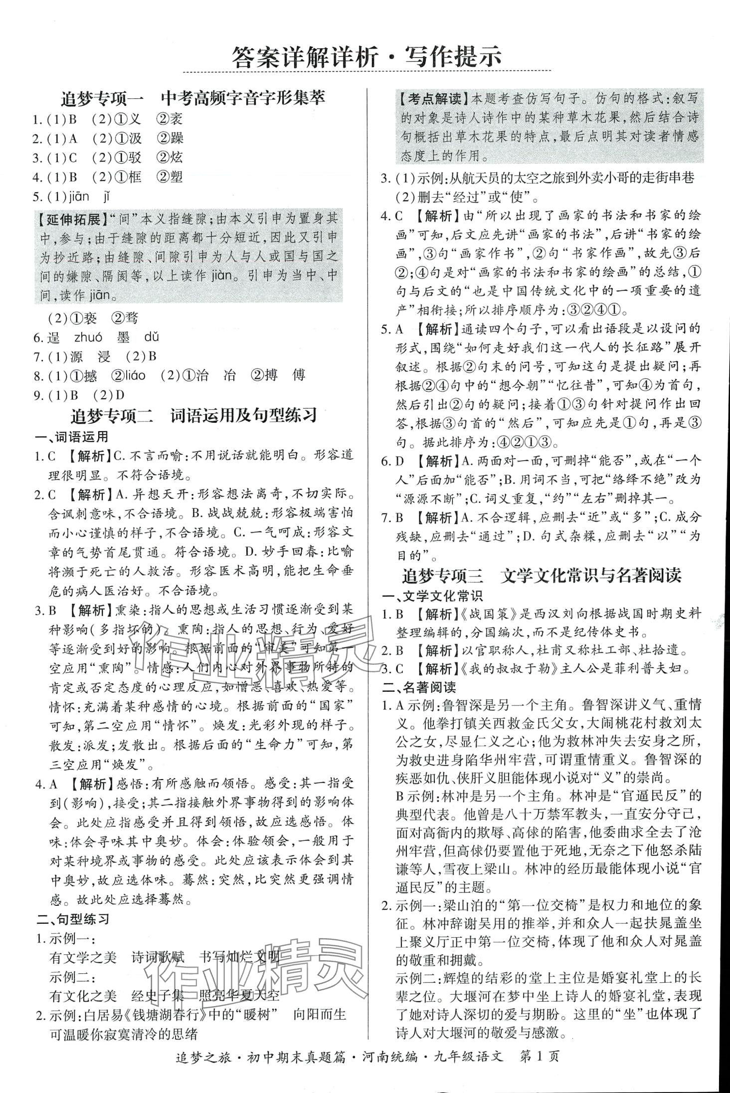 2024年追梦之旅初中期末真题篇语文人教版河南专版 第2页