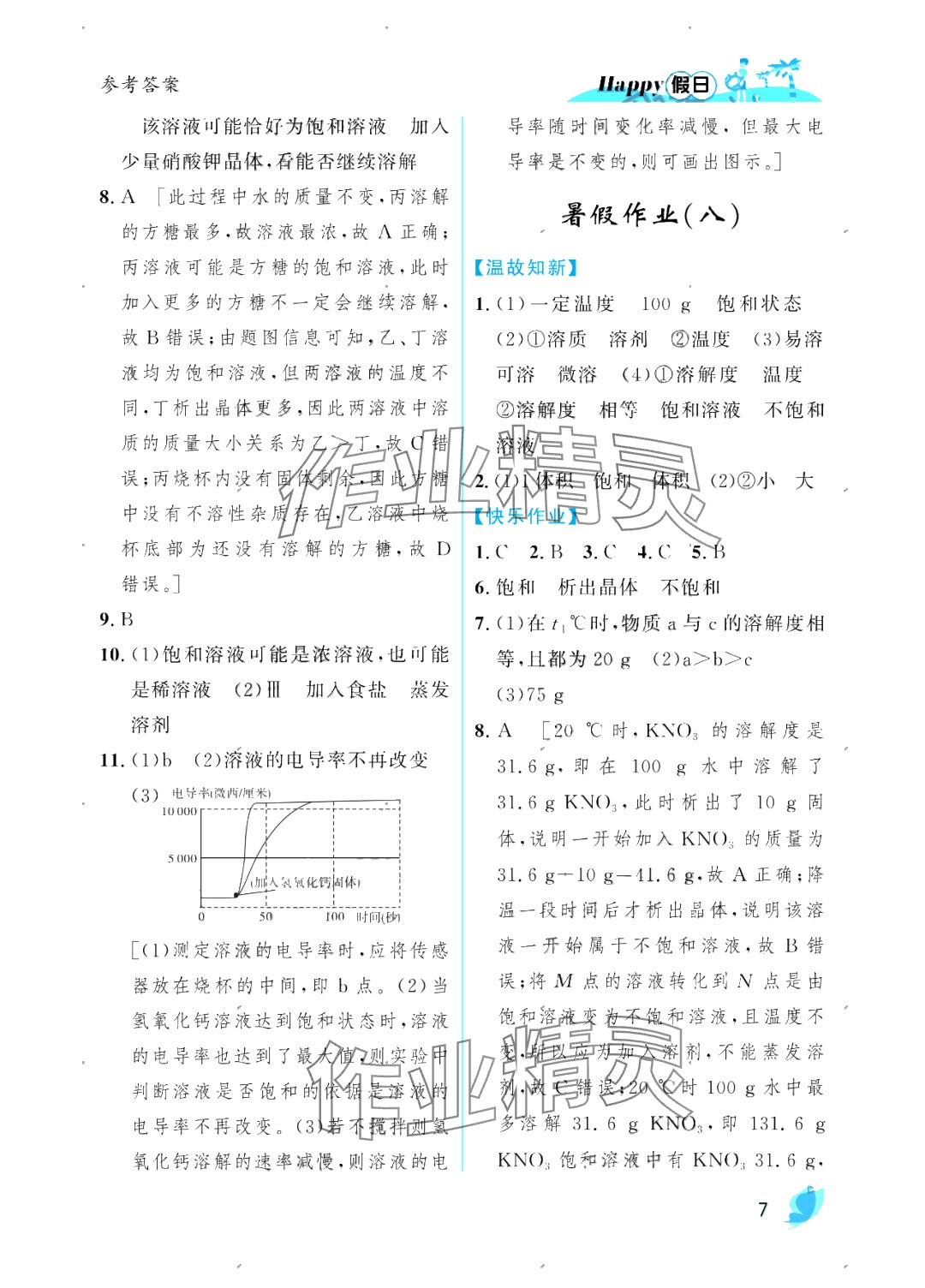 2025年暑假Happy假日九年級化學(xué)人教版 參考答案第7頁