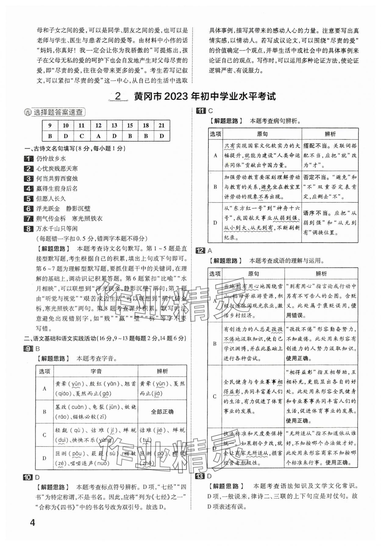 2024年金考卷45套匯編語(yǔ)文湖北專版 第4頁(yè)