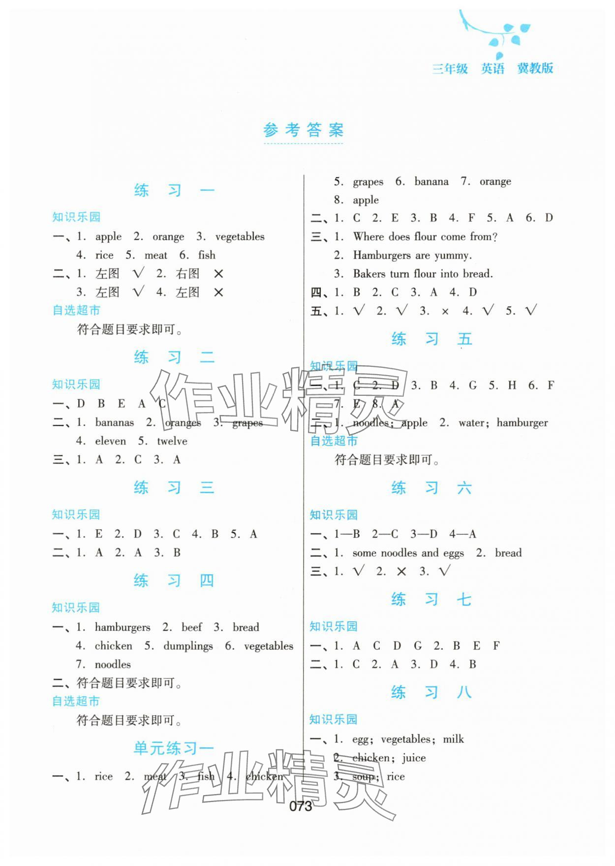 2025年暑假综合练习河北人民出版社三年级英语冀教版 第1页