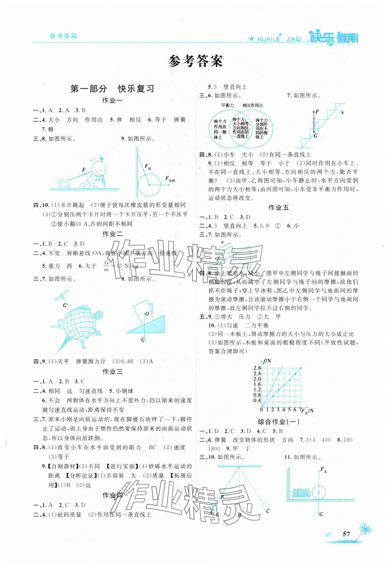 2025年假期作業八年級物理人教版山東美術出版社 第1頁