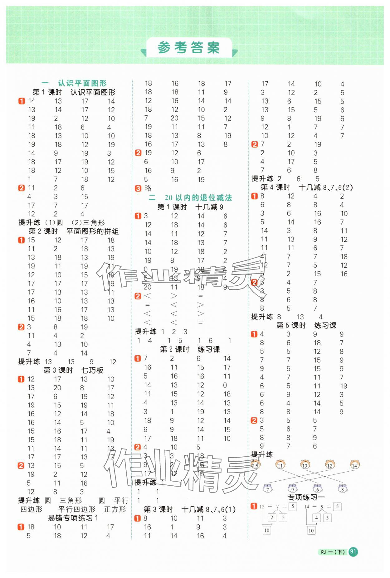 2025年阳光同学计算小达人一年级数学下册人教版福建专版 第1页