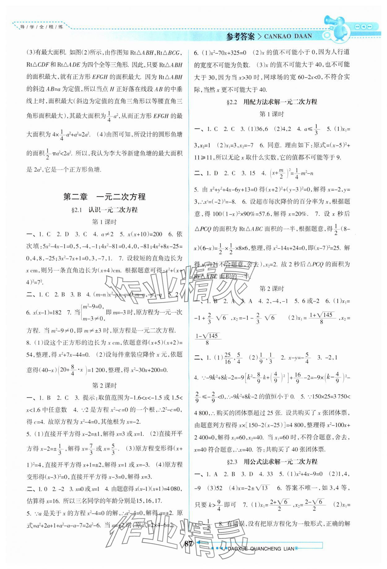 2024年导学全程练创优训练九年级数学上册北师大版 第3页