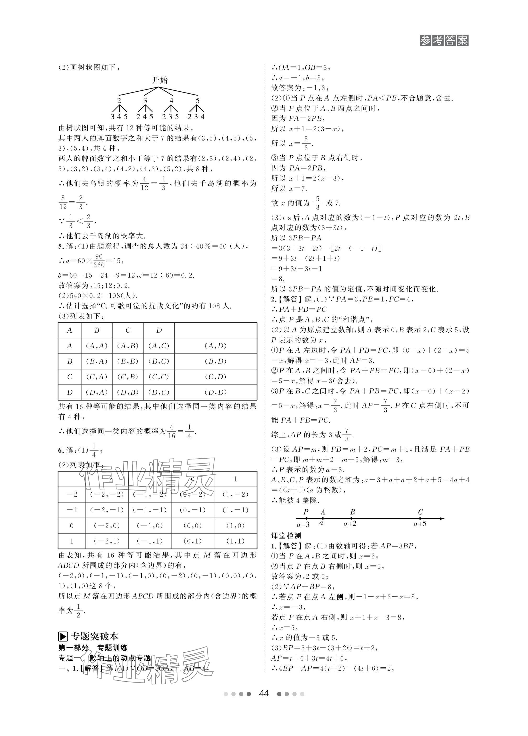 2025年春如金卷中考數(shù)學(xué)總復(fù)習(xí) 參考答案第44頁