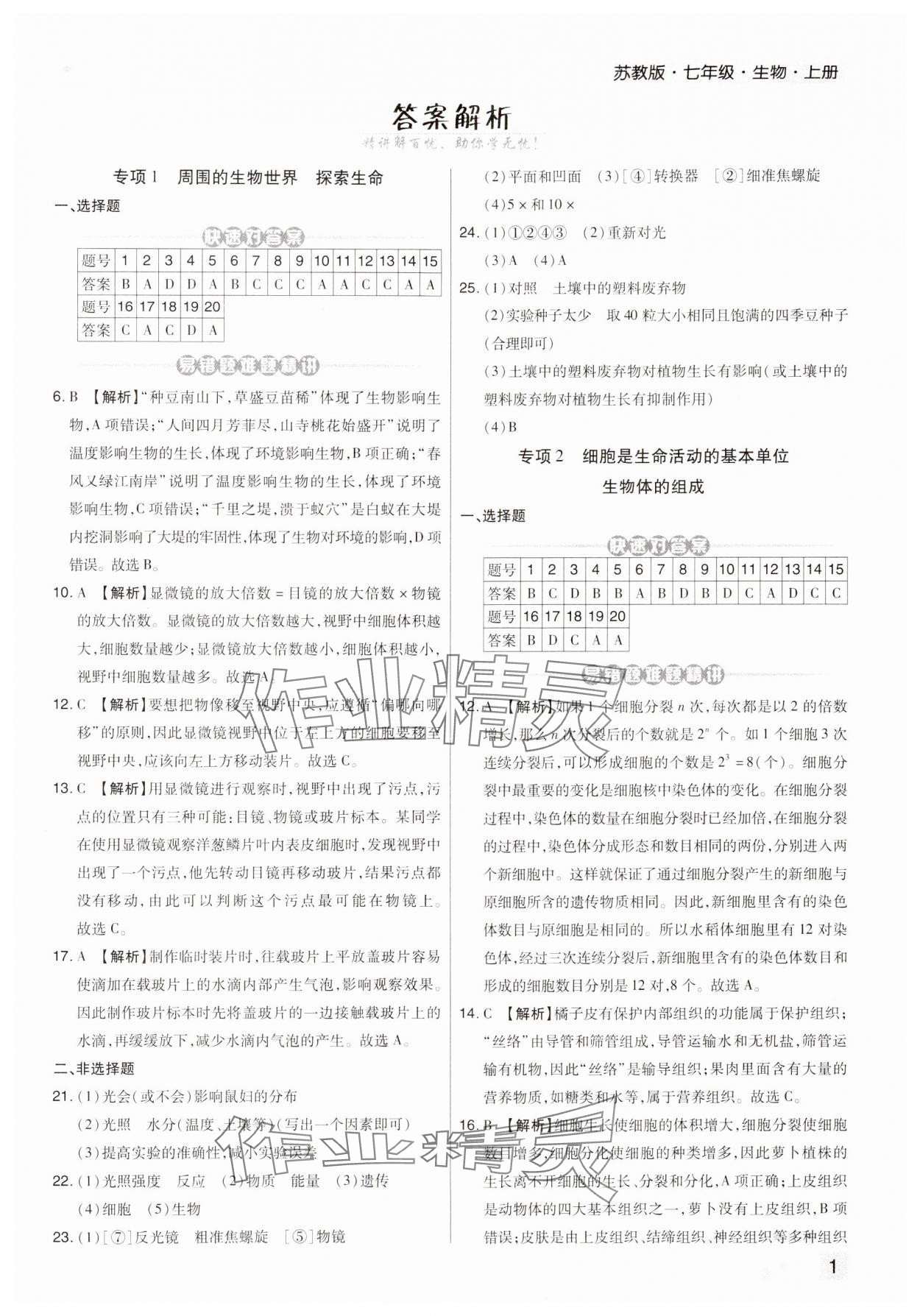 2024年期末考試必刷卷七年級生物上冊蘇教版九縣七區(qū) 第1頁