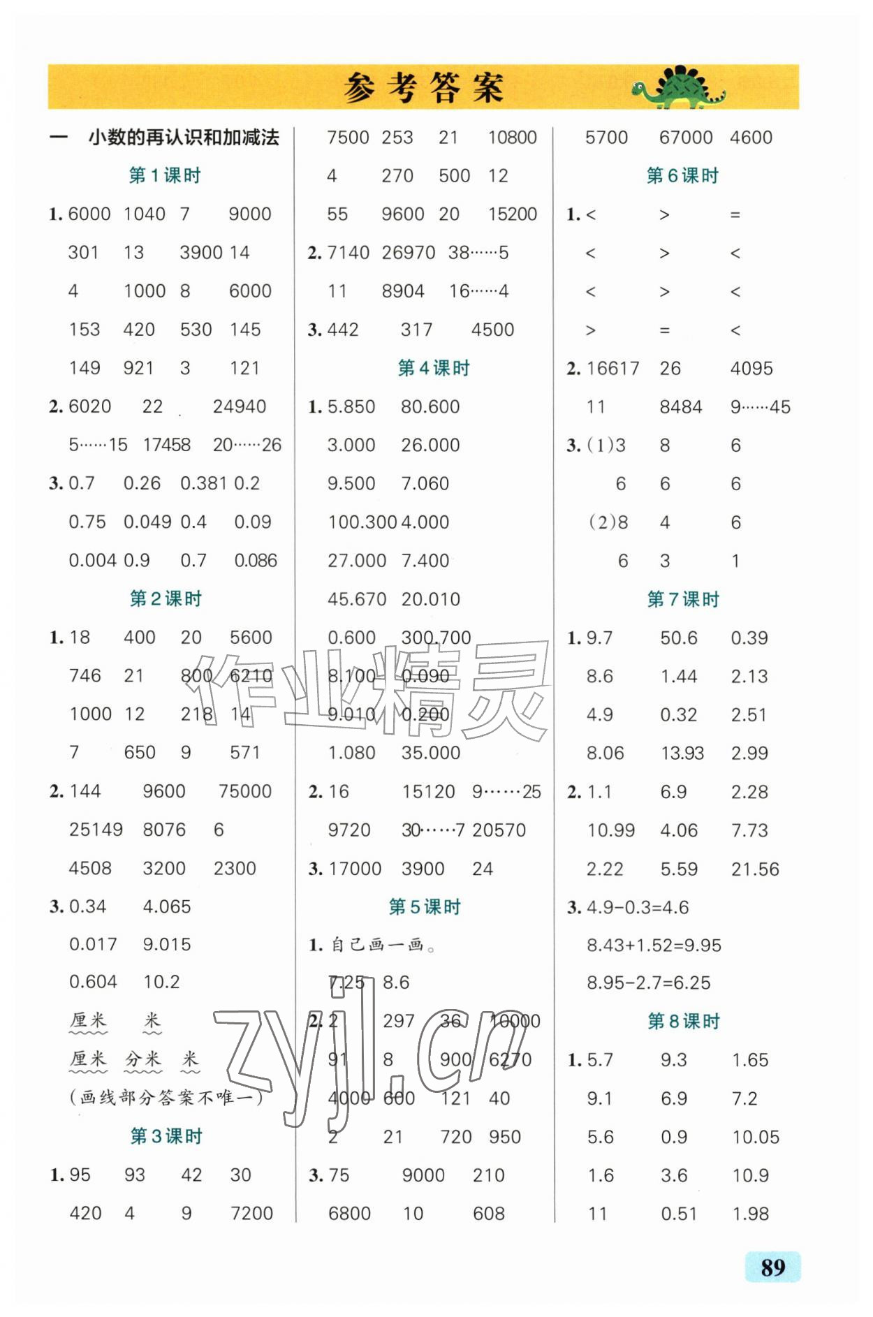 2026年小学学霸口算五年级数学上册北师大版&nbsp;第1页