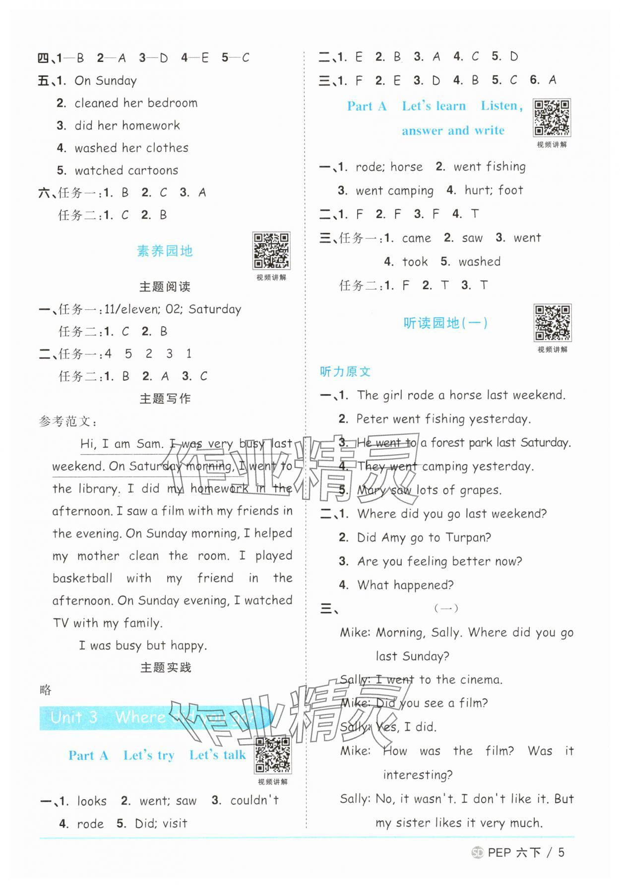 2025年阳光同学课时优化作业六年级英语下册人教版山东专版 第5页