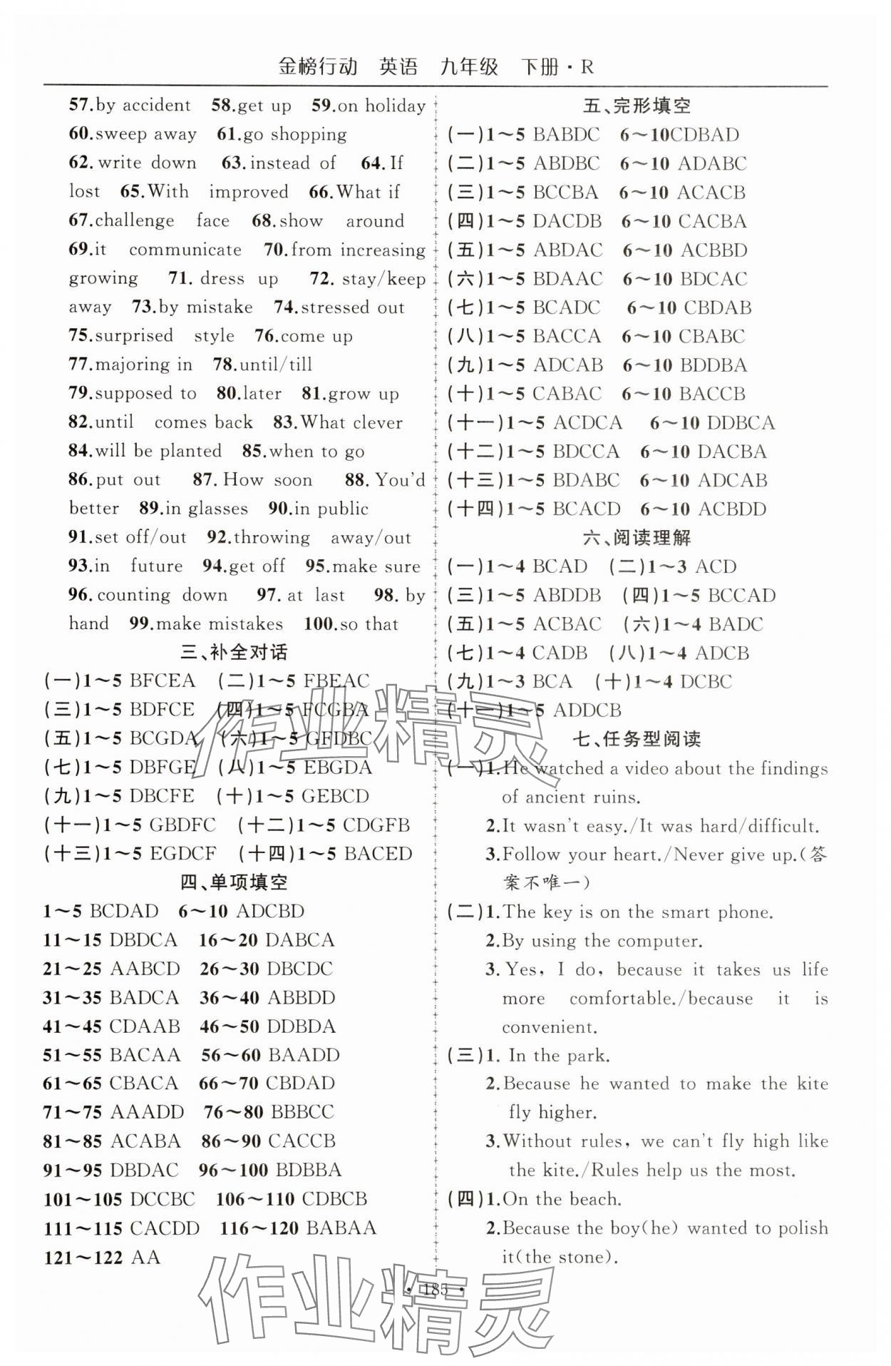 2025年金榜行動(dòng)九年級(jí)英語(yǔ)下冊(cè)人教版 參考答案第6頁(yè)