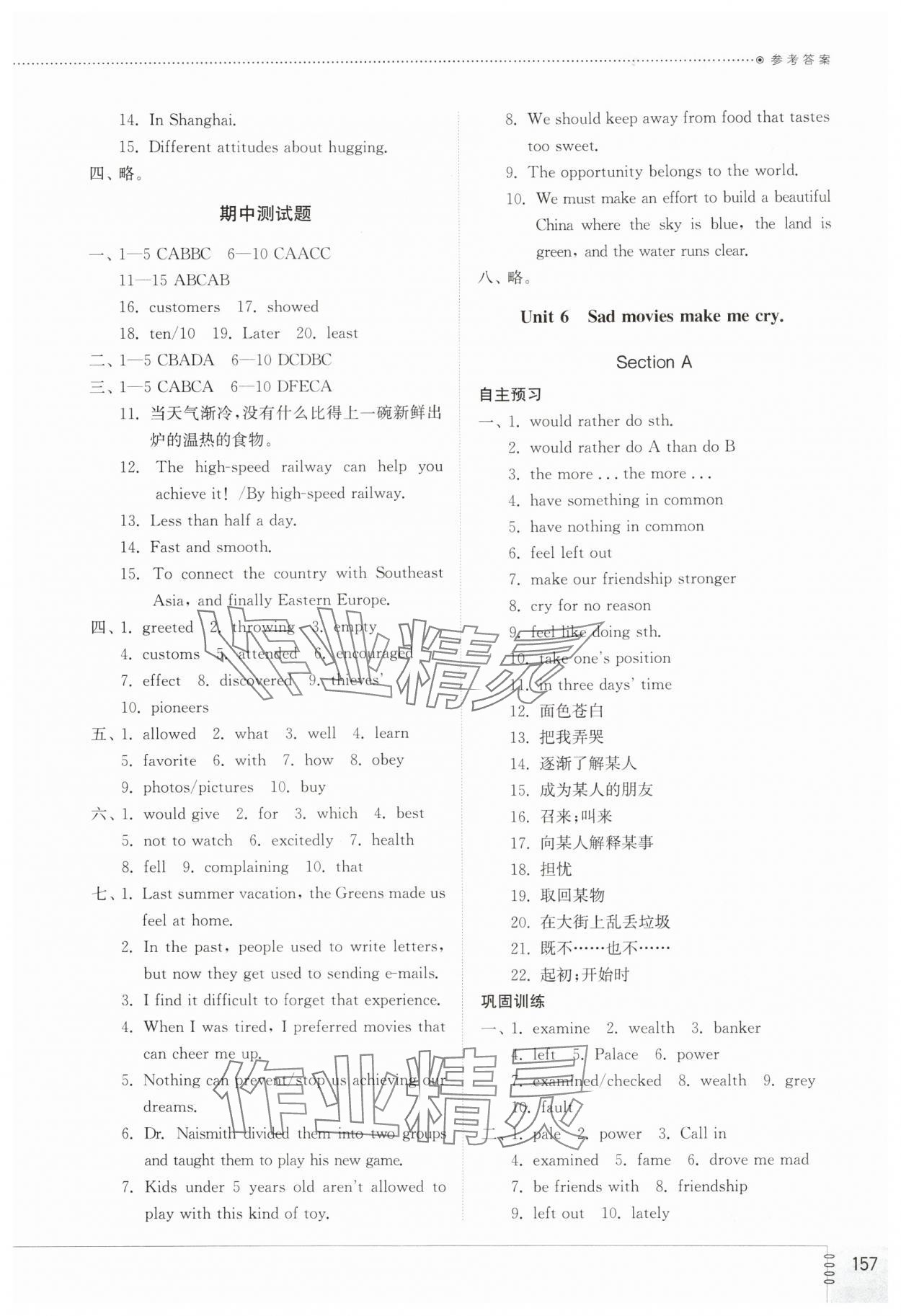 2025年同步練習冊山東教育出版社九年級英語全一冊魯教版54制 第7頁