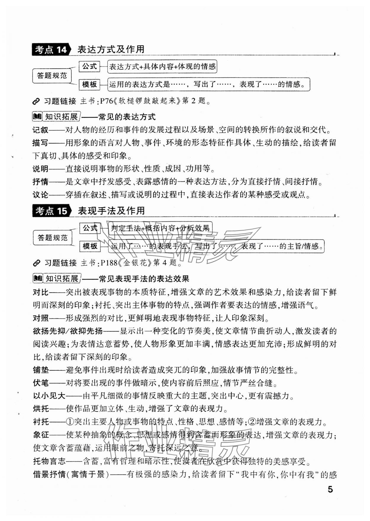 2025年萬唯中考現(xiàn)代文閱讀八年級(jí)+九年級(jí)語文人教版 參考答案第5頁