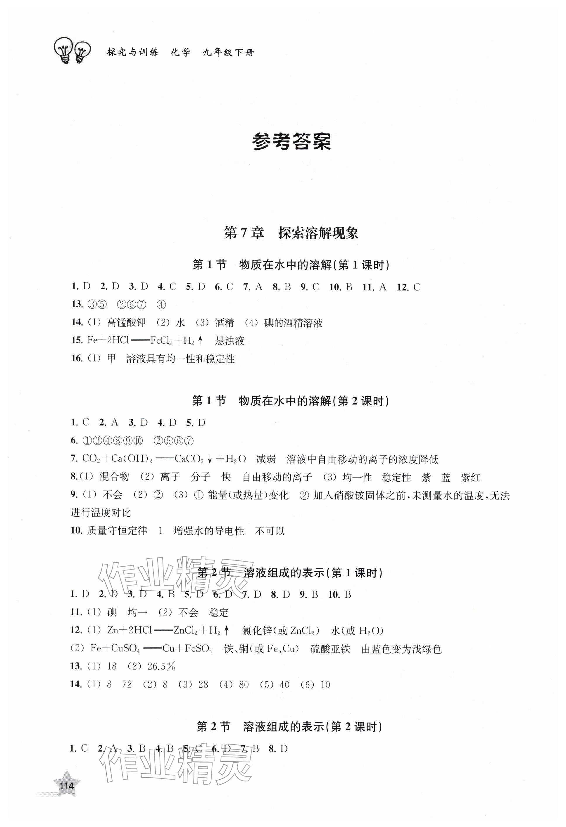 2026年探究与训练九年级化学下册沪教版&nbsp;第1页