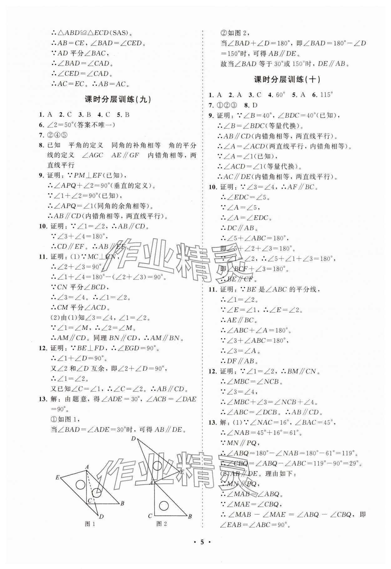 2025年同步練習冊分層卷七年級數學下冊魯教版54制 參考答案第5頁