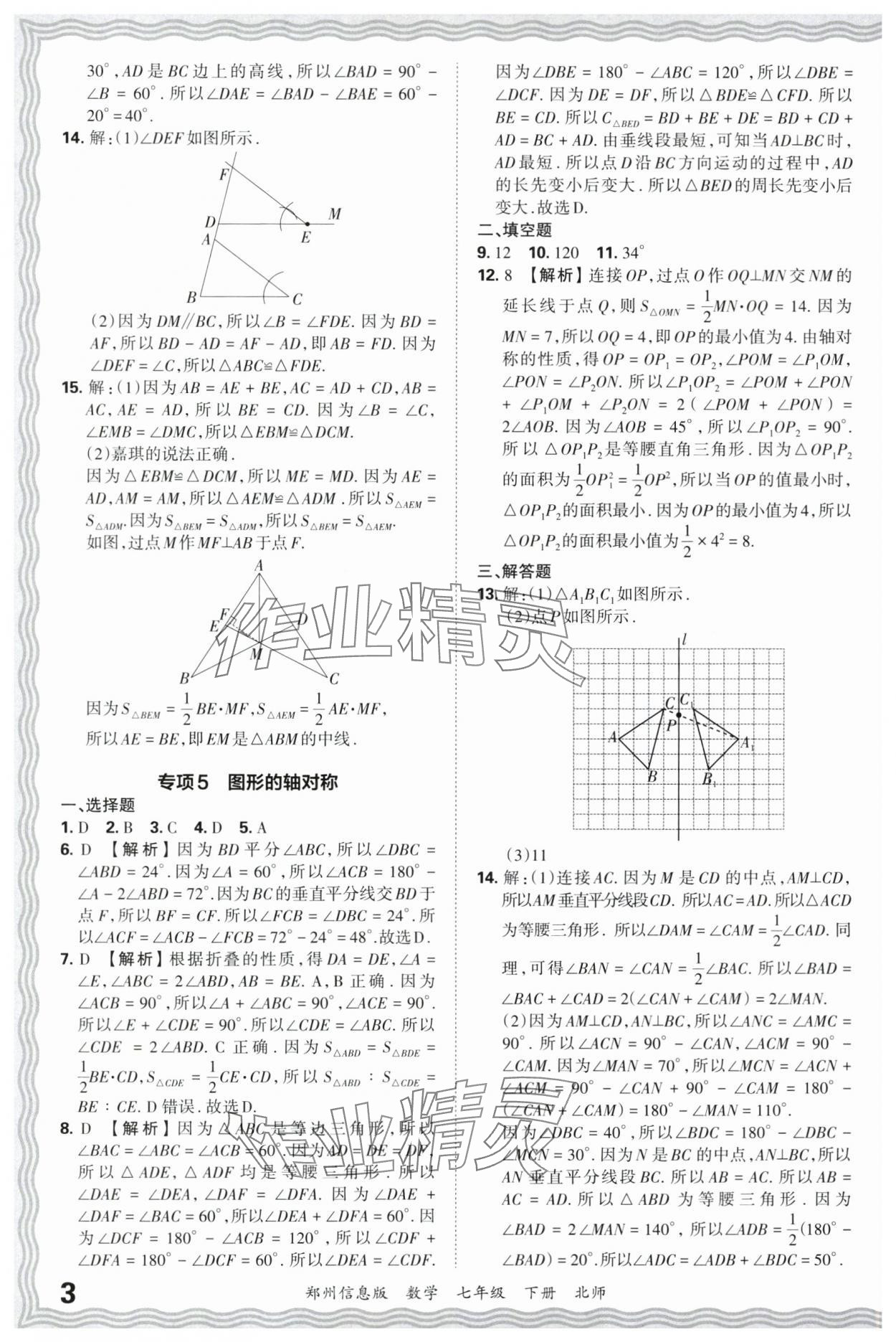 2025年王朝霞期末真題精編七年級數(shù)學(xué)下冊北師大版鄭州專版 參考答案第3頁