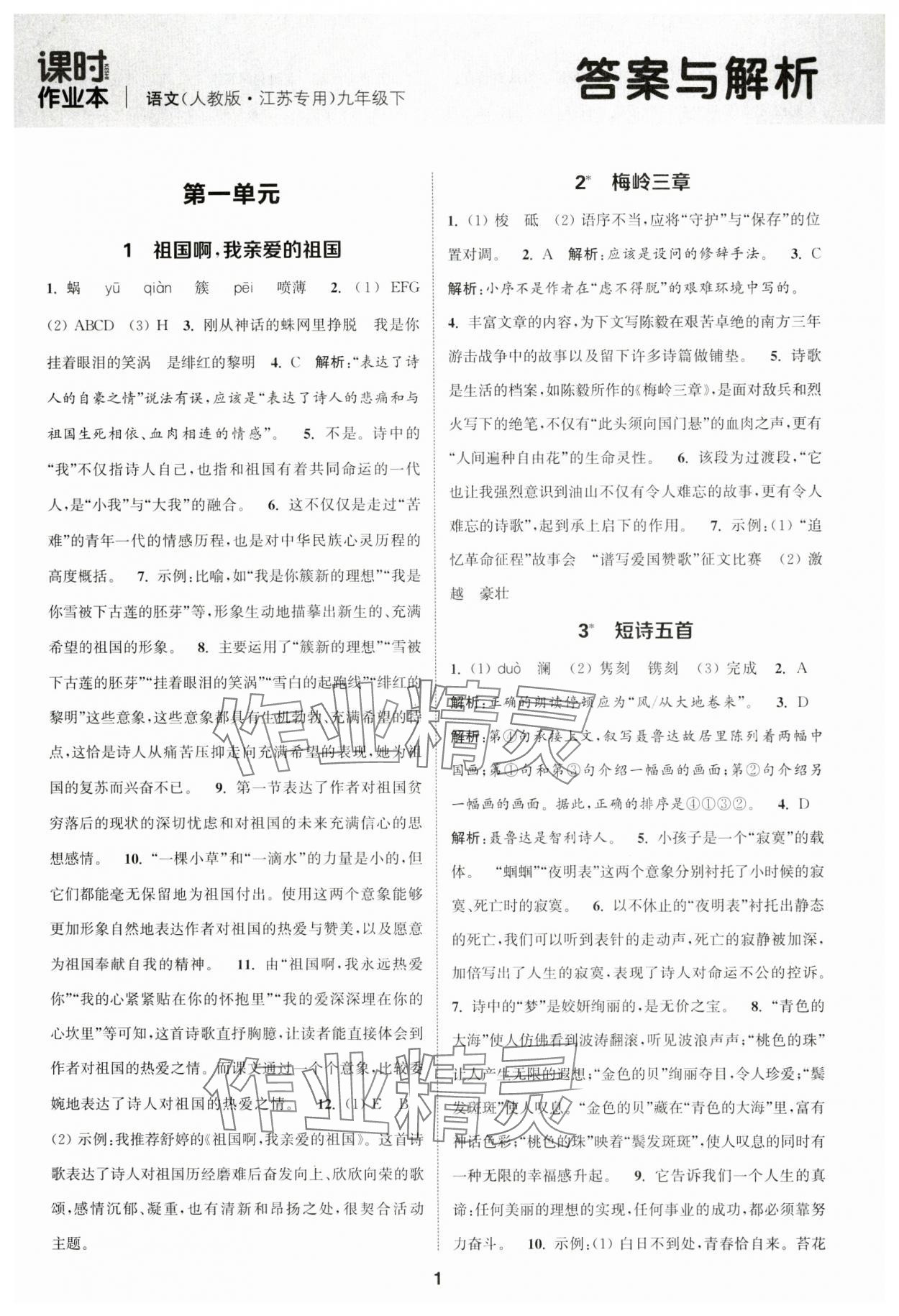 2025年通城學(xué)典課時(shí)作業(yè)本九年級(jí)語(yǔ)文下冊(cè)人教版江蘇專版 第1頁(yè)