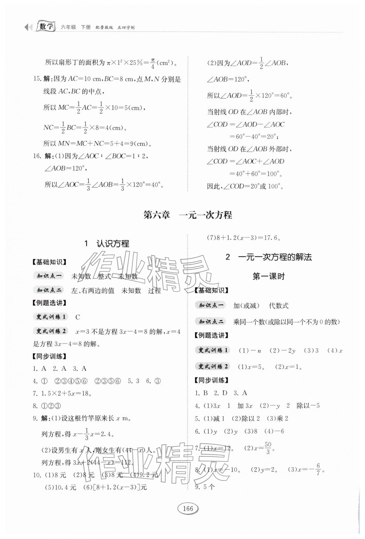 2026年同步練習(xí)冊山東友誼出版社六年級數(shù)學(xué)下冊魯教版五四制&nbsp;第6頁