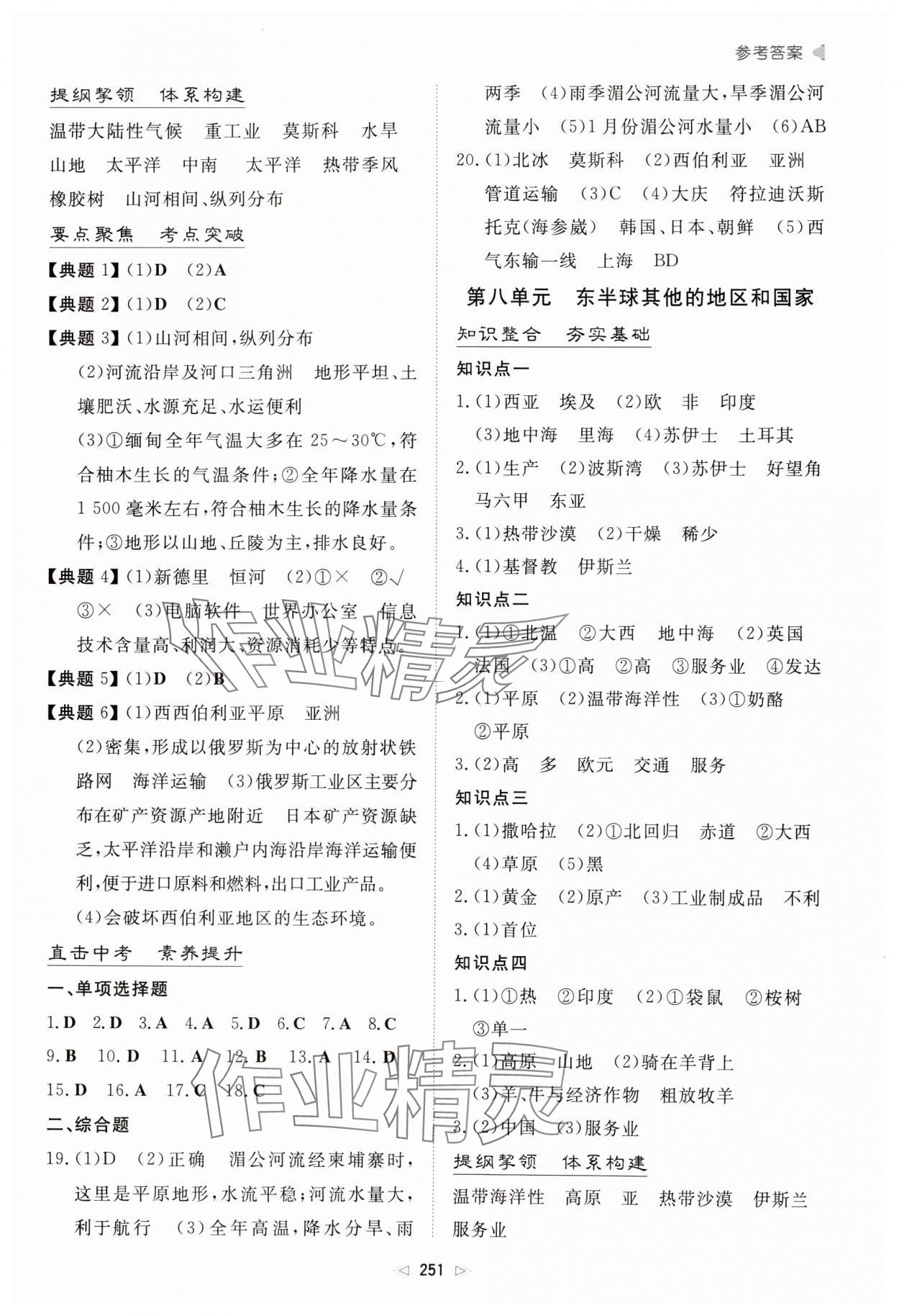 2025年初中總復(fù)習(xí)手冊新世紀(jì)出版社地理 參考答案第6頁