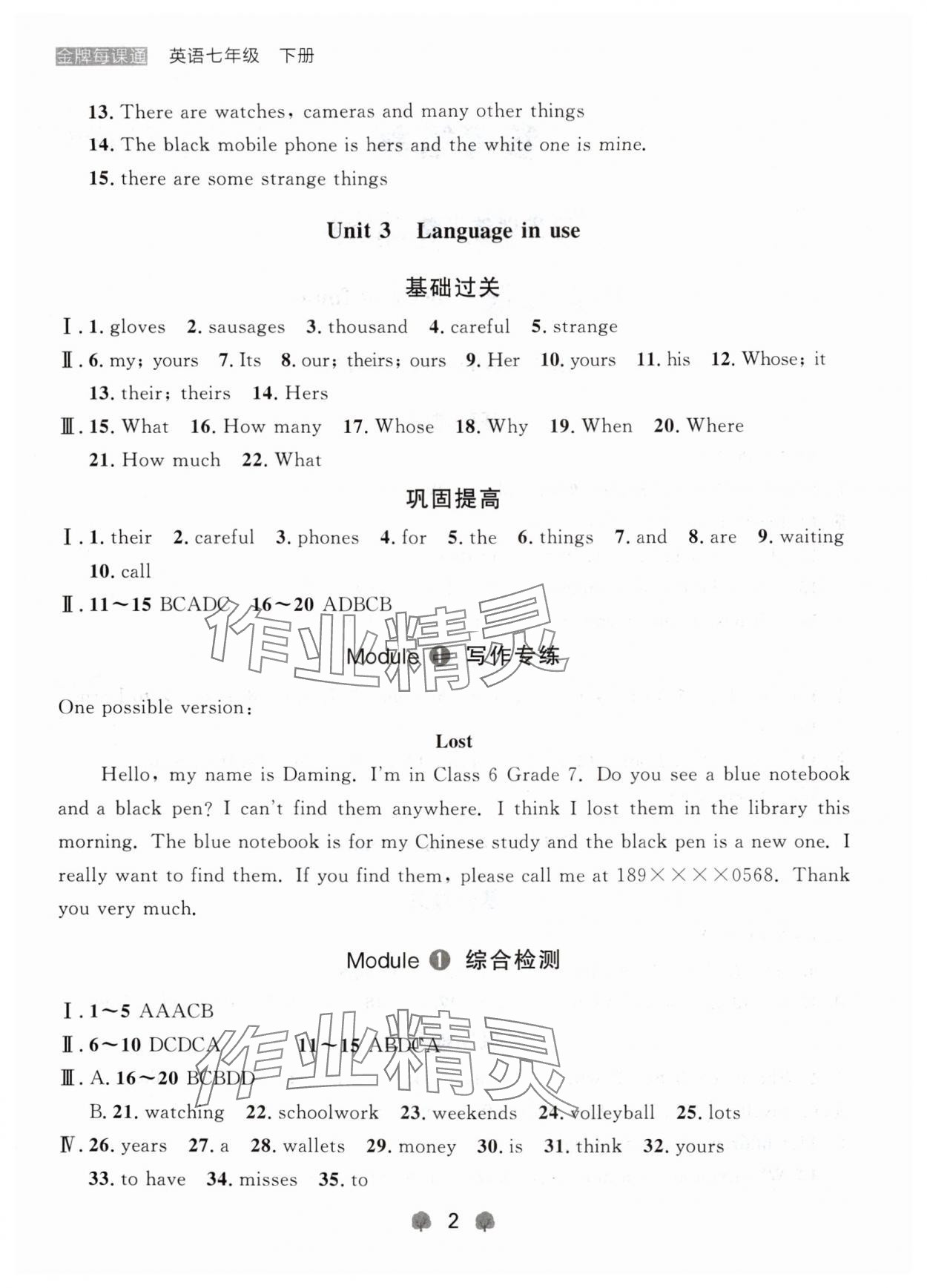 2024年點(diǎn)石成金金牌每課通七年級(jí)英語(yǔ)下冊(cè)外研版遼寧專版 第2頁(yè)