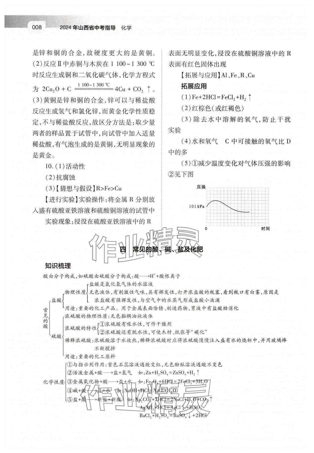 2024年中考指导化学山西专版 参考答案第8页