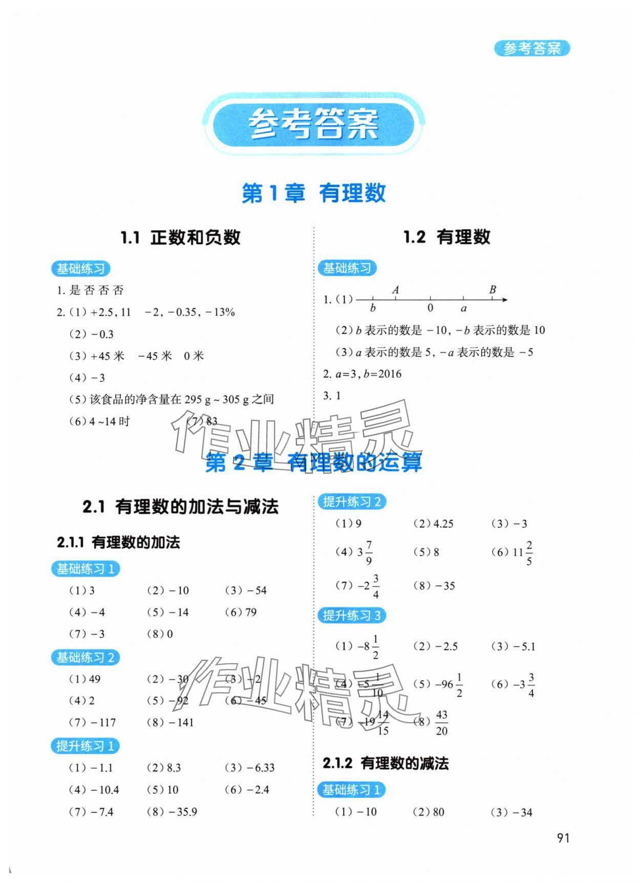2024年計算100七年級數學上冊人教版 第1頁