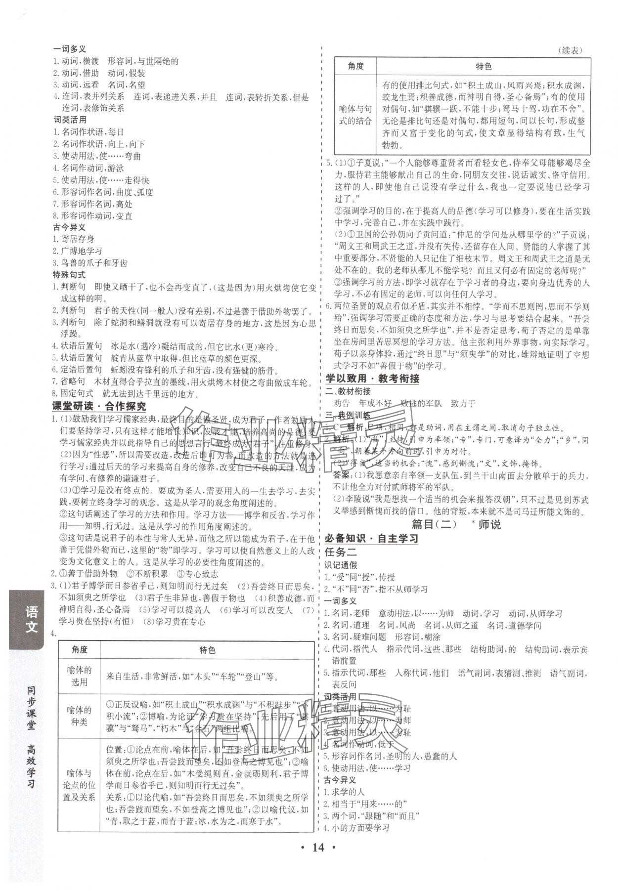 2025年凤凰易学案高中语文必修上册人教版&nbsp;第14页